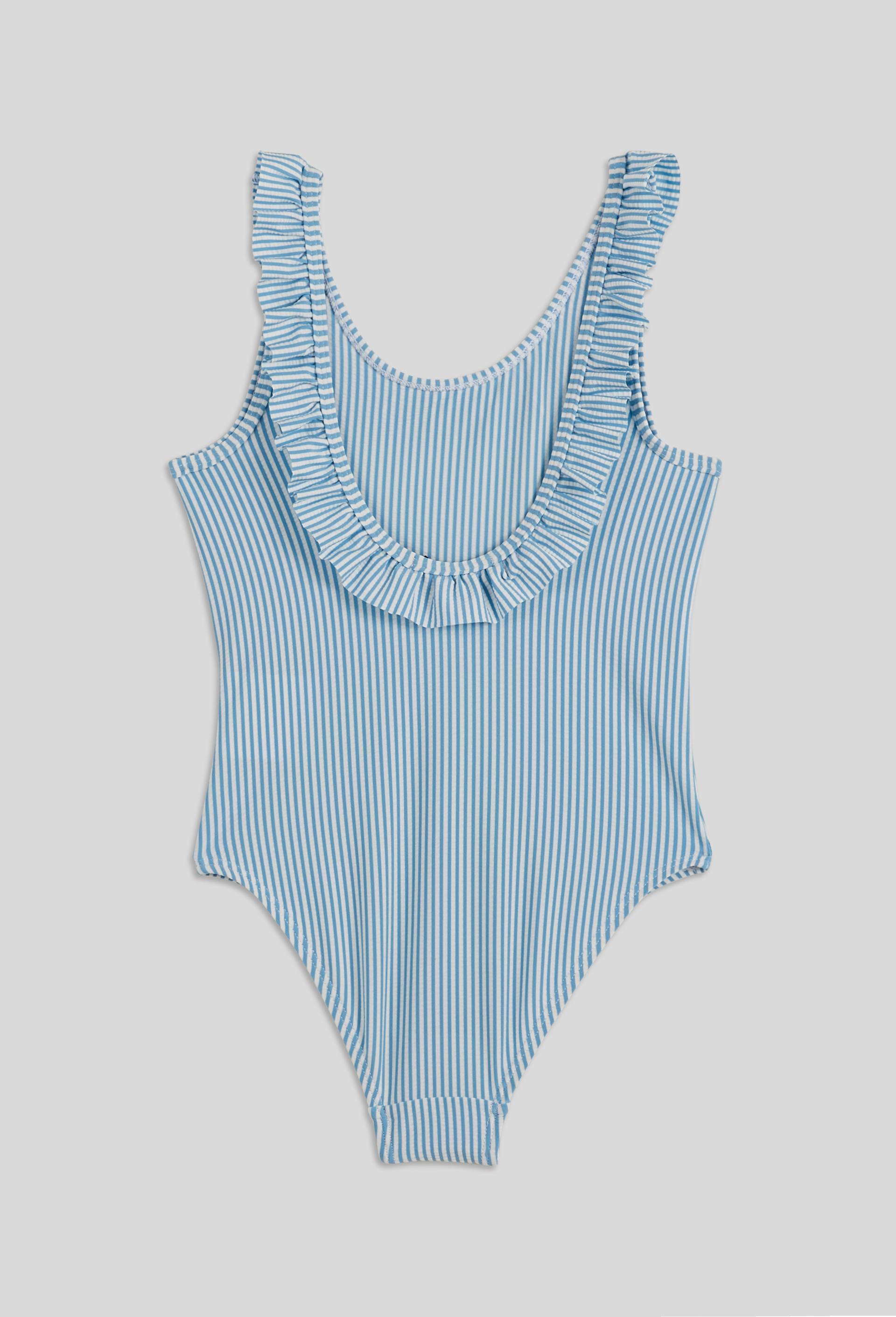 Maillot de bain 1 pi&egrave;ce ray&eacute;, Bleu, large image number 1