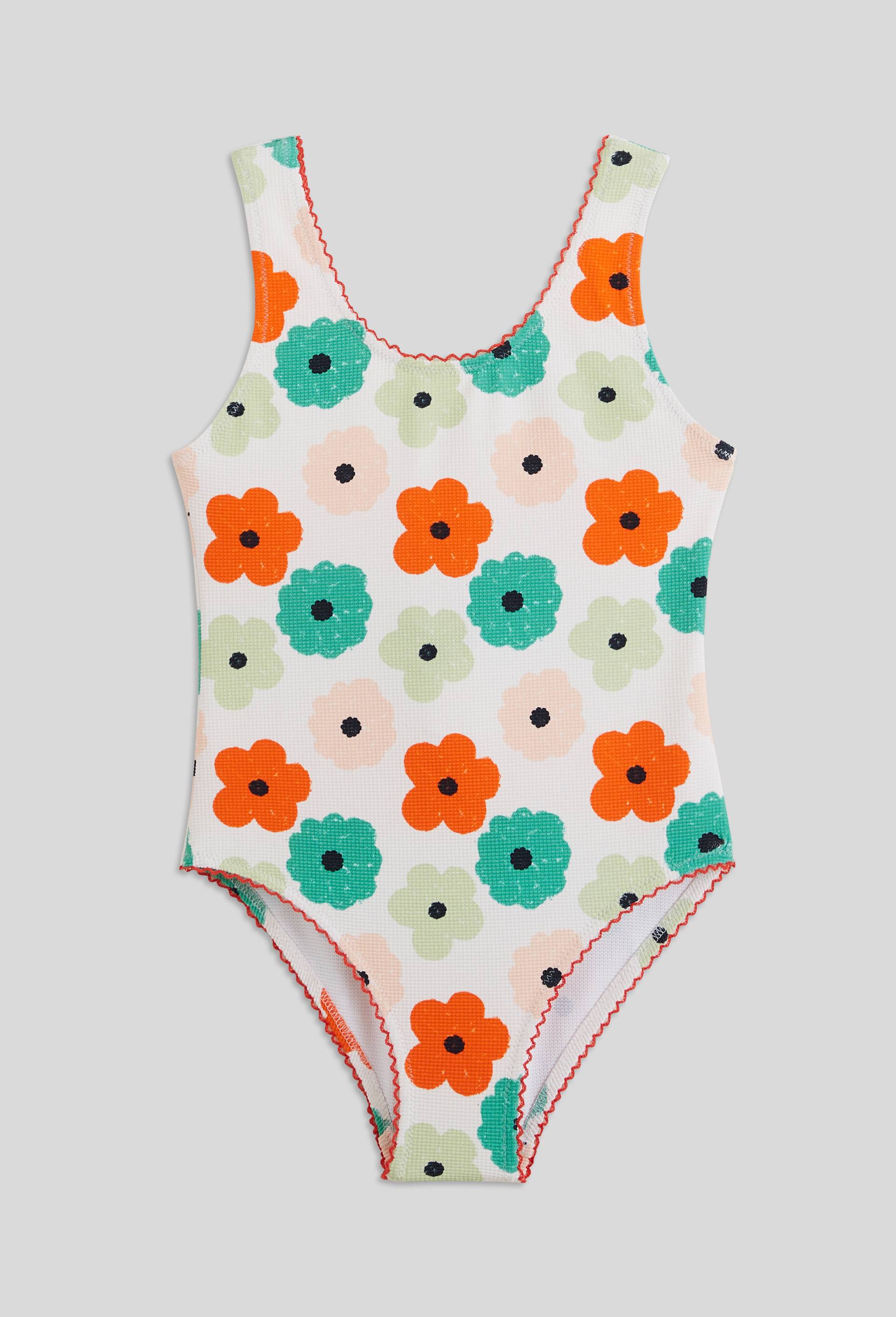 Maillot de bain 1 pi&egrave;ce imprim&eacute; recycl&eacute;, certifi&eacute; OEKO-TEX, Ecru, large image number 0