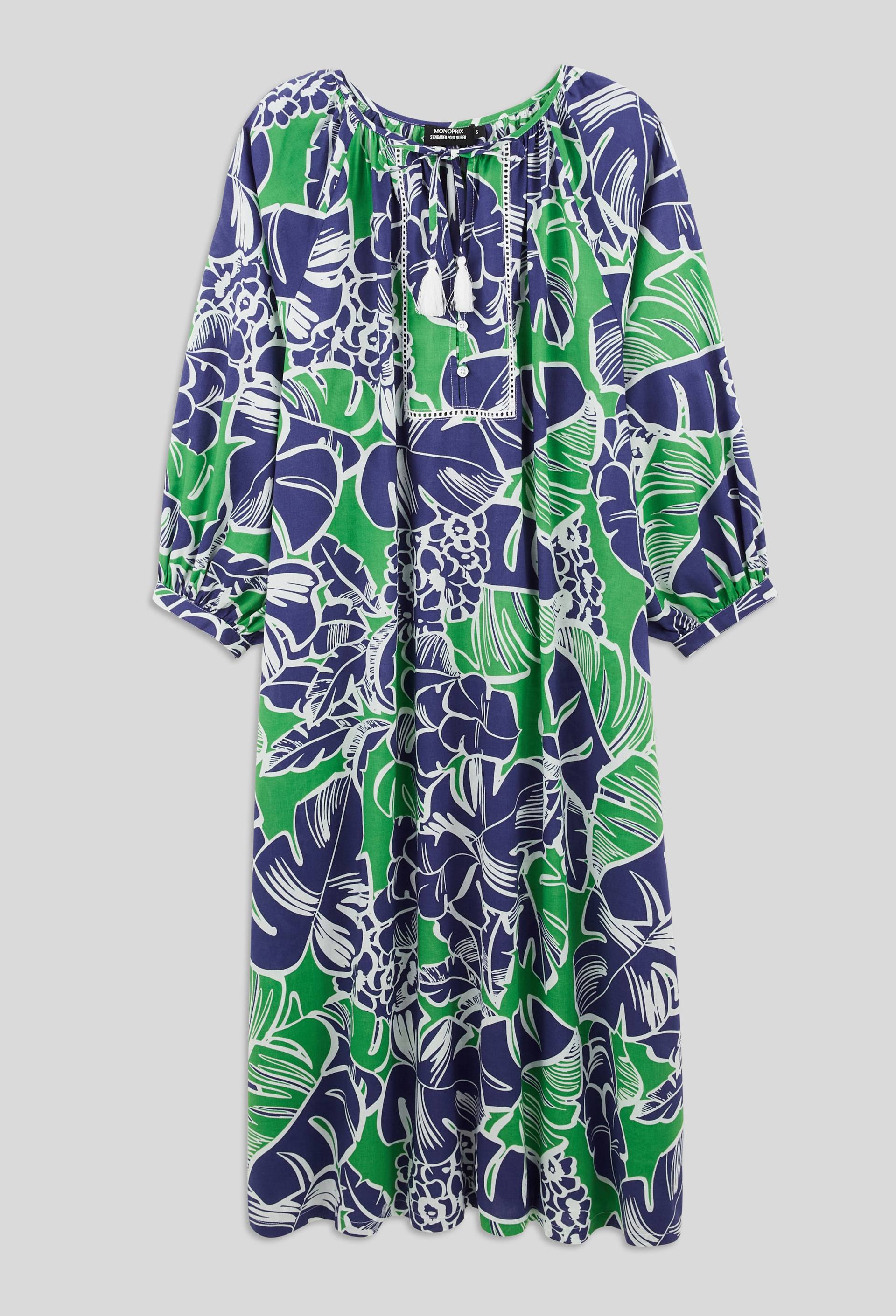 Robe Tunique Fat Face - Imprimé Floral Et Scribble Blanc/vert - Taille 10 - Neuve Avec étiquette