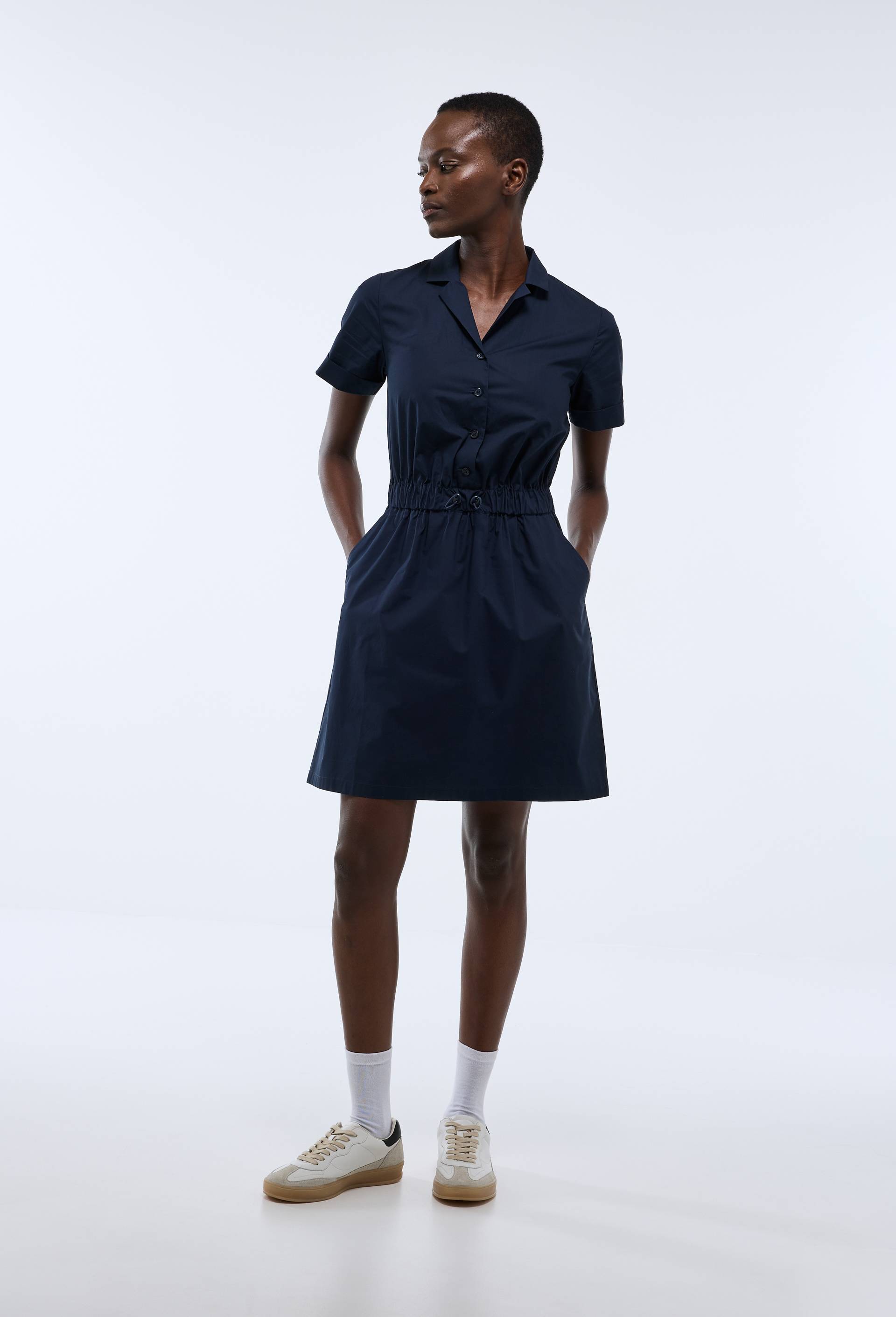 Robe de golf &agrave; manches courtes en coton, Bleu fonc&eacute;, large image number 1