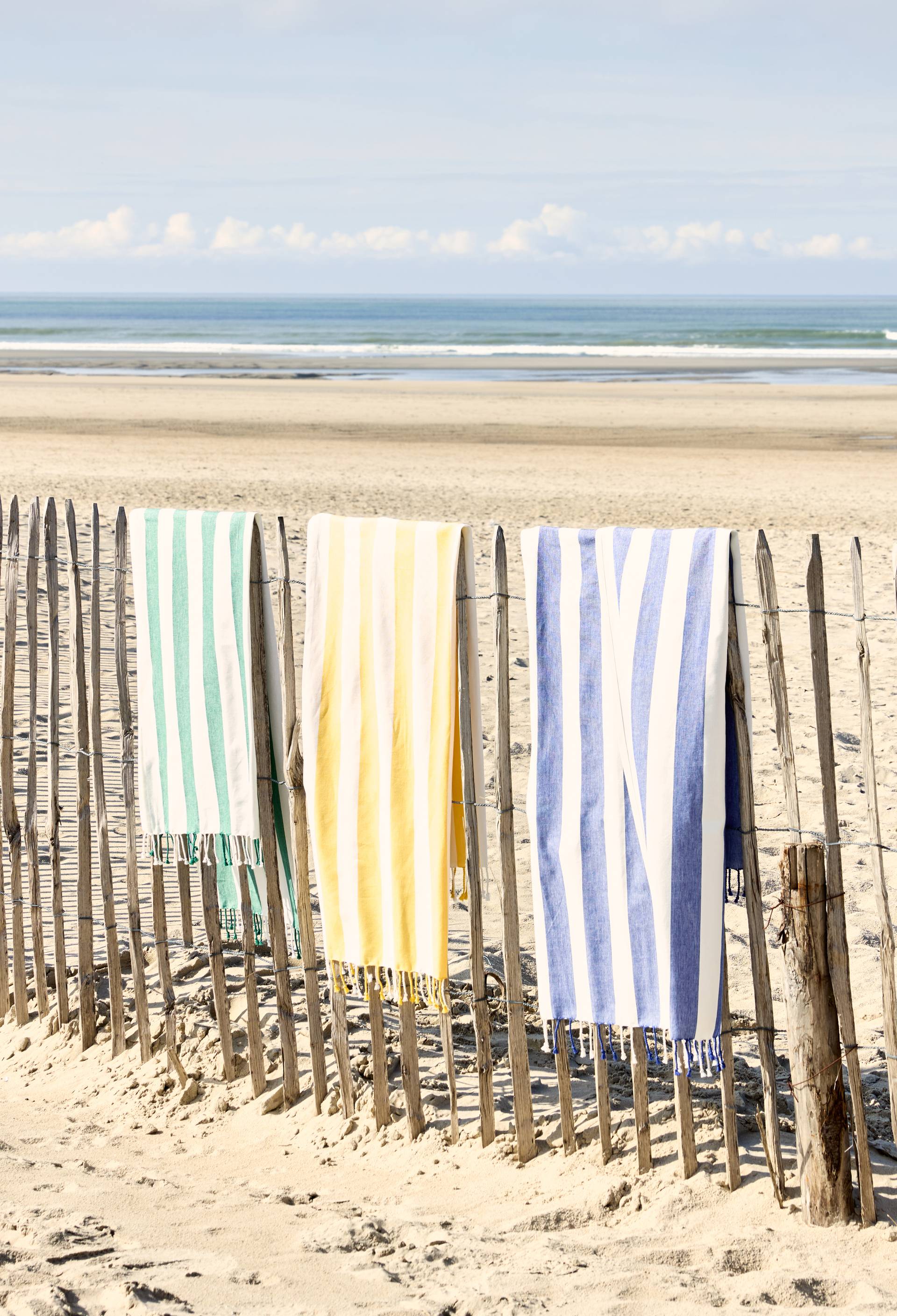Fouta rayures, 90x160cm, en coton bio, Jaune, large image number 0