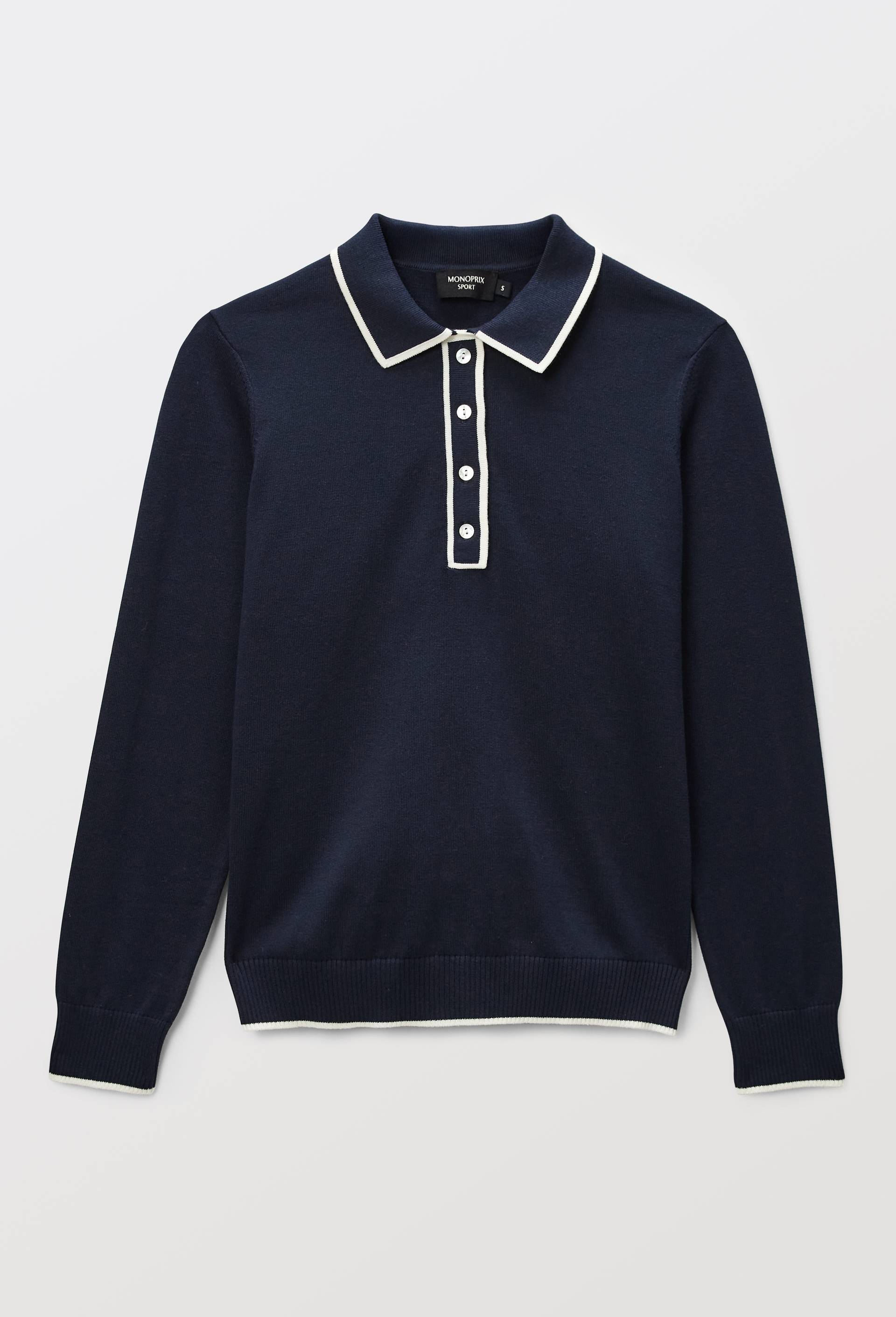 Pull manches longues uni 100% coton, certifi&eacute; Oeko-Tex, Bleu fonc&eacute;, large image number 2