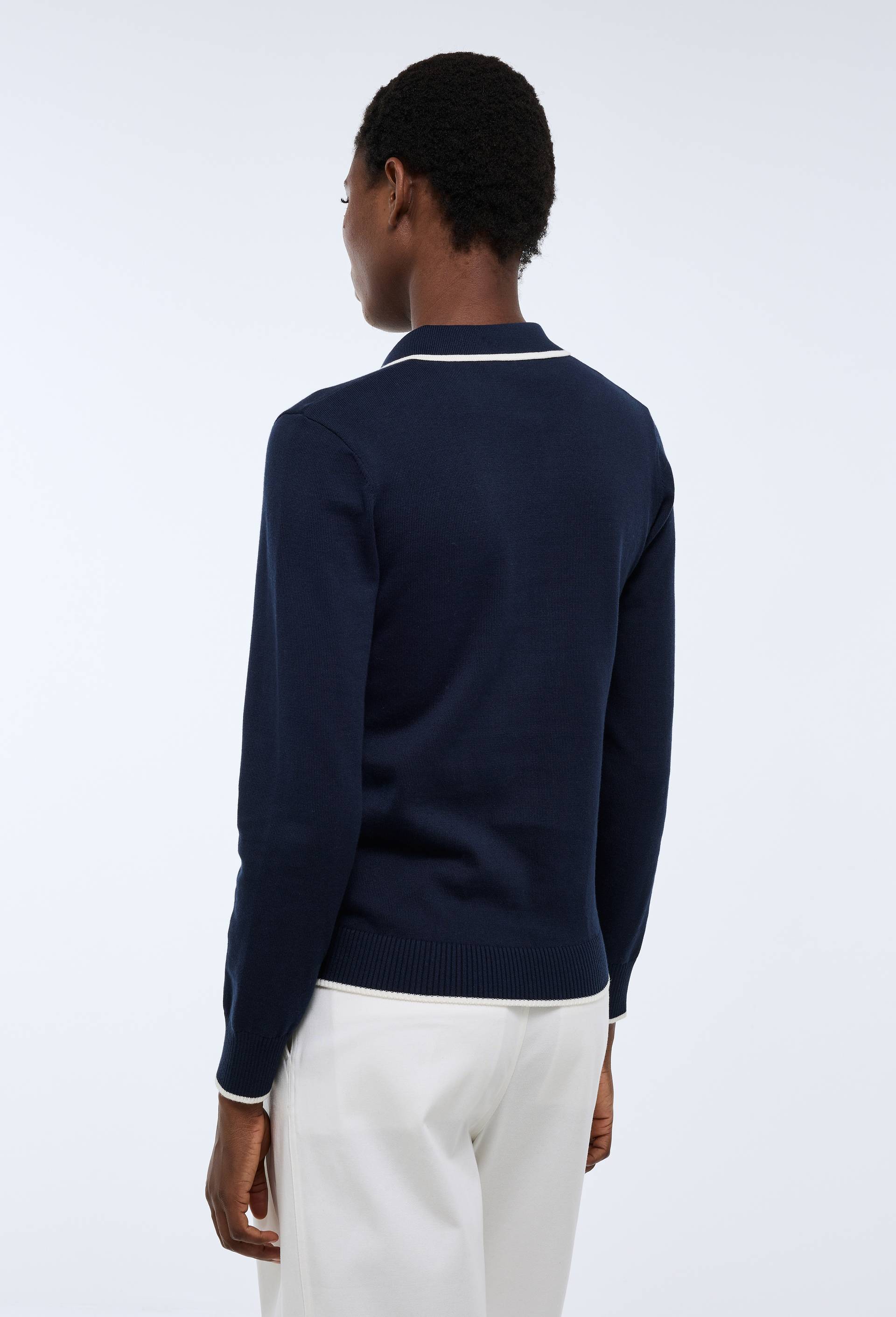 Pull manches longues uni 100% coton, certifi&eacute; Oeko-Tex, Bleu fonc&eacute;, large image number 2