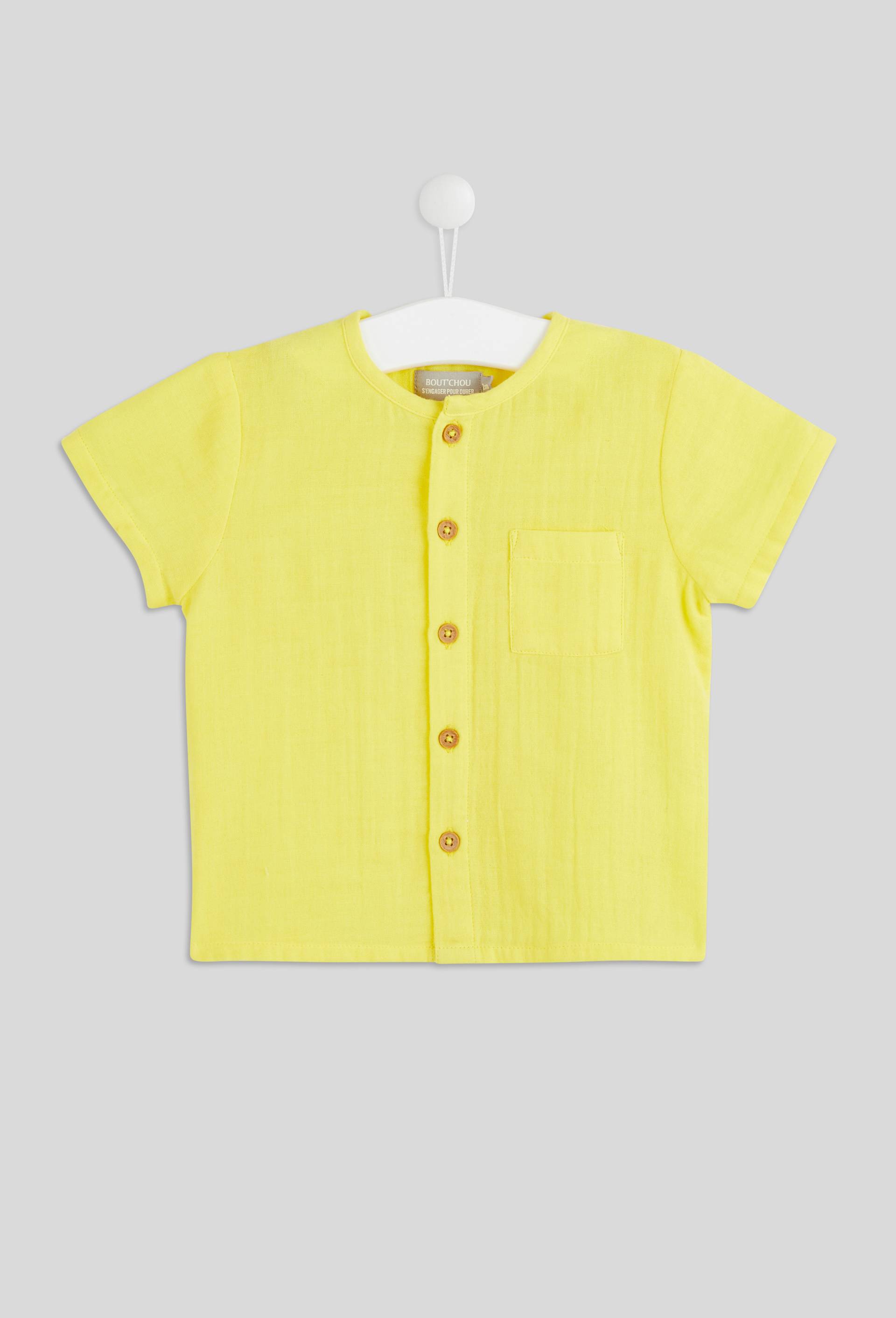 Chemise manches courtes col mao en coton BIO GOTS, Jaune, large image number 0