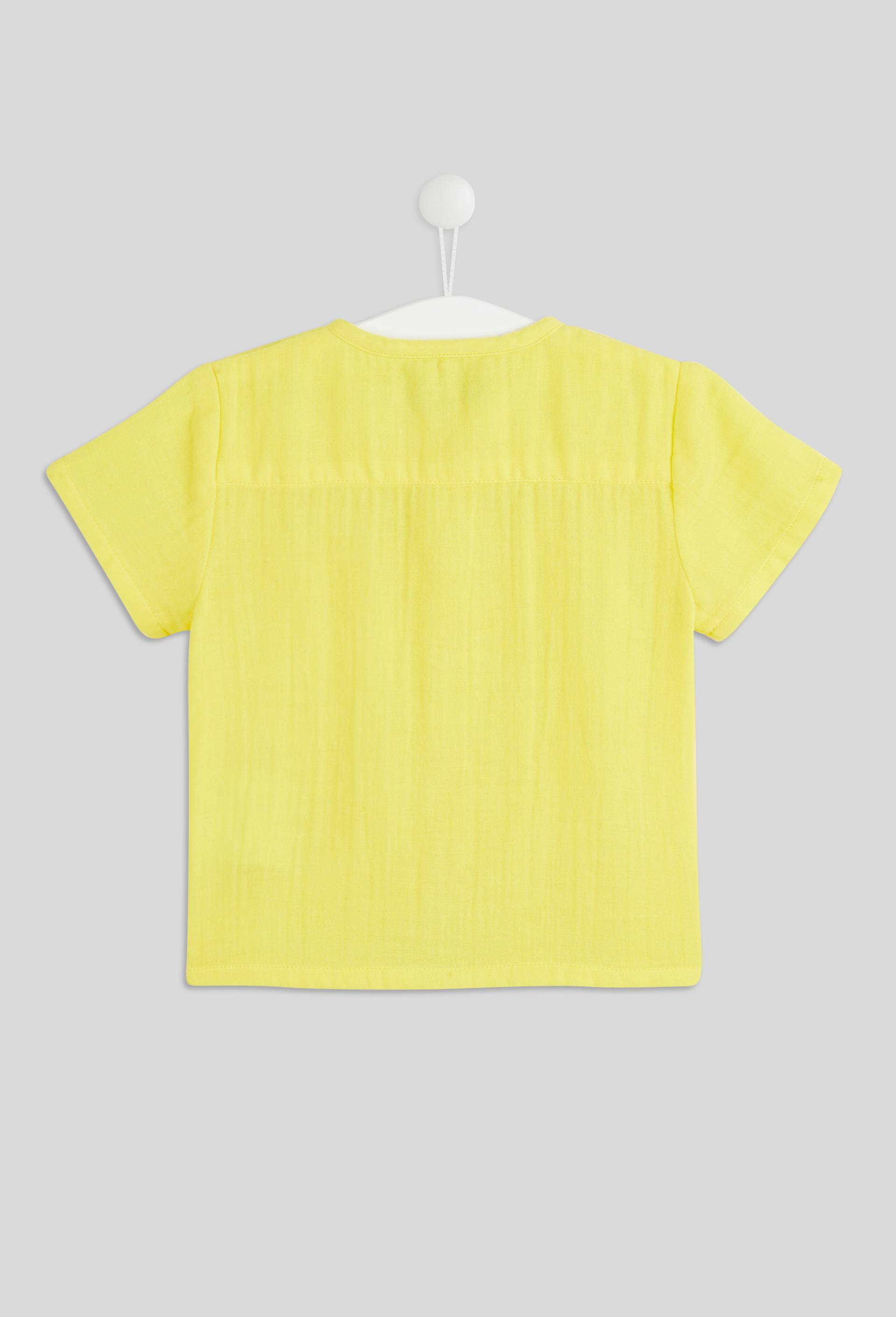 Chemise manches courtes col mao en coton BIO GOTS, Jaune, large image number 1