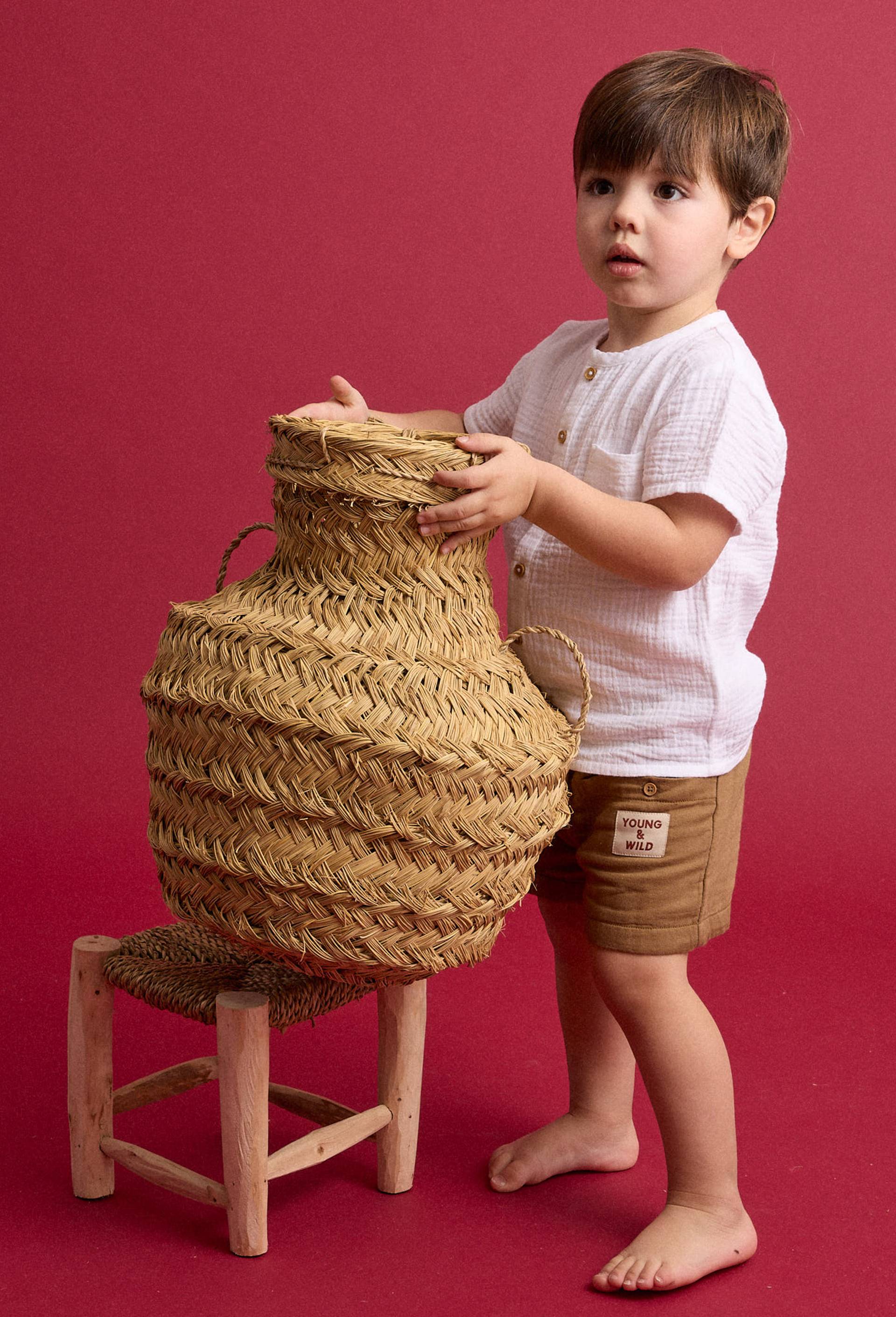 Chemise manches courtes col mao en coton BIO GOTS, Blanc, large image number 0