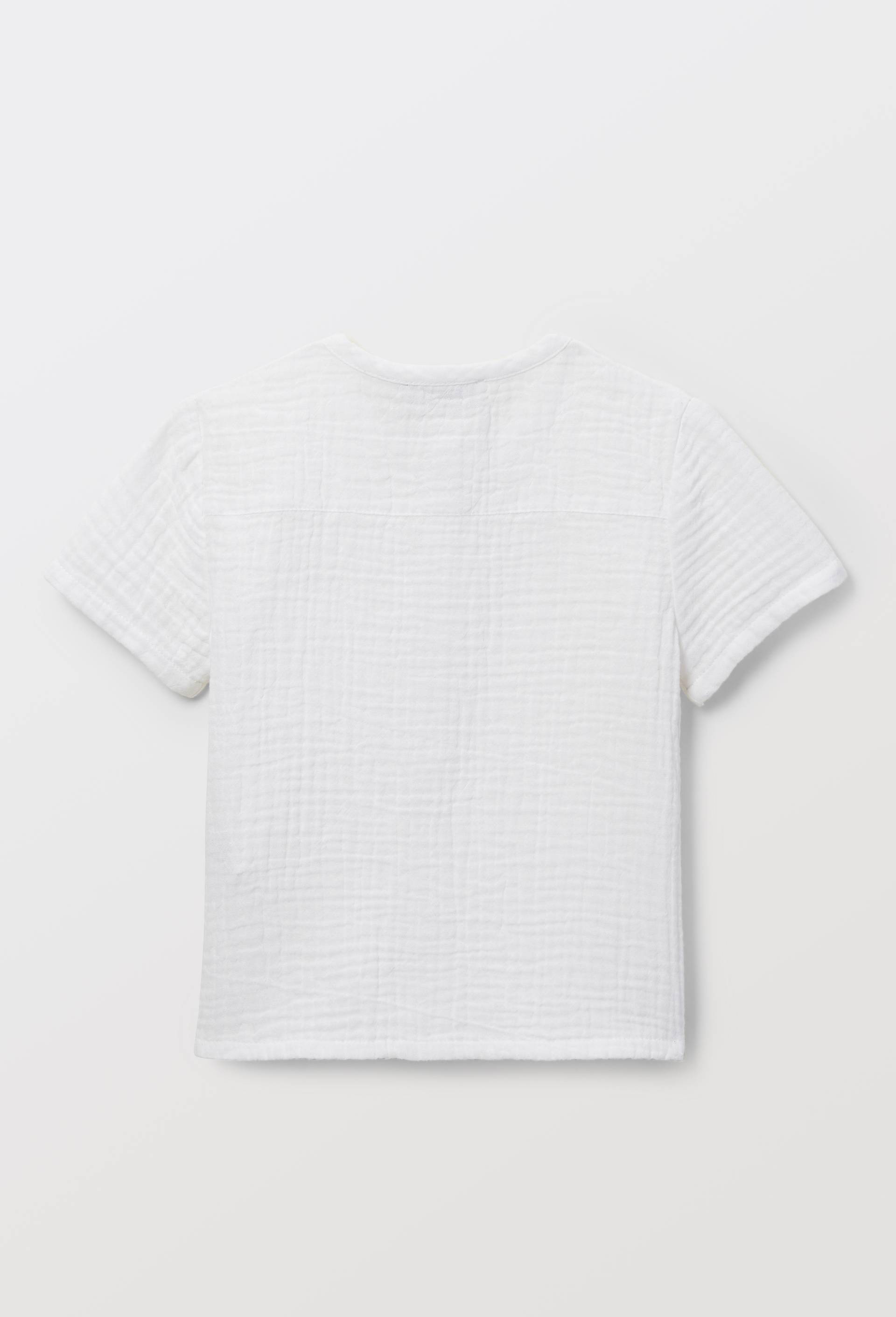 Chemise manches courtes col mao en coton BIO GOTS, Blanc, large image number 3.0