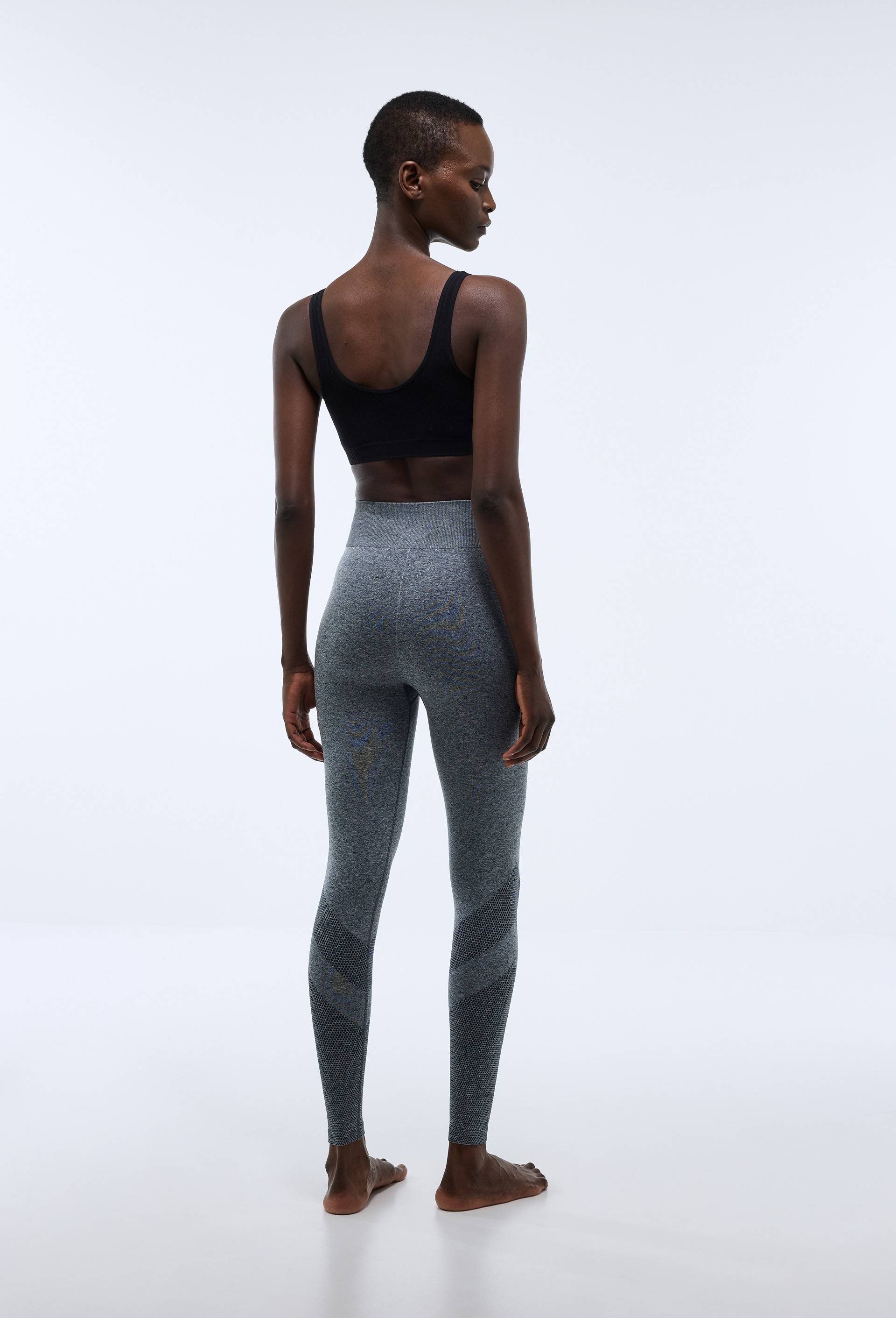 Legging de sport sans coutures avec d&eacute;tails jacquard, Gris, large image number 1