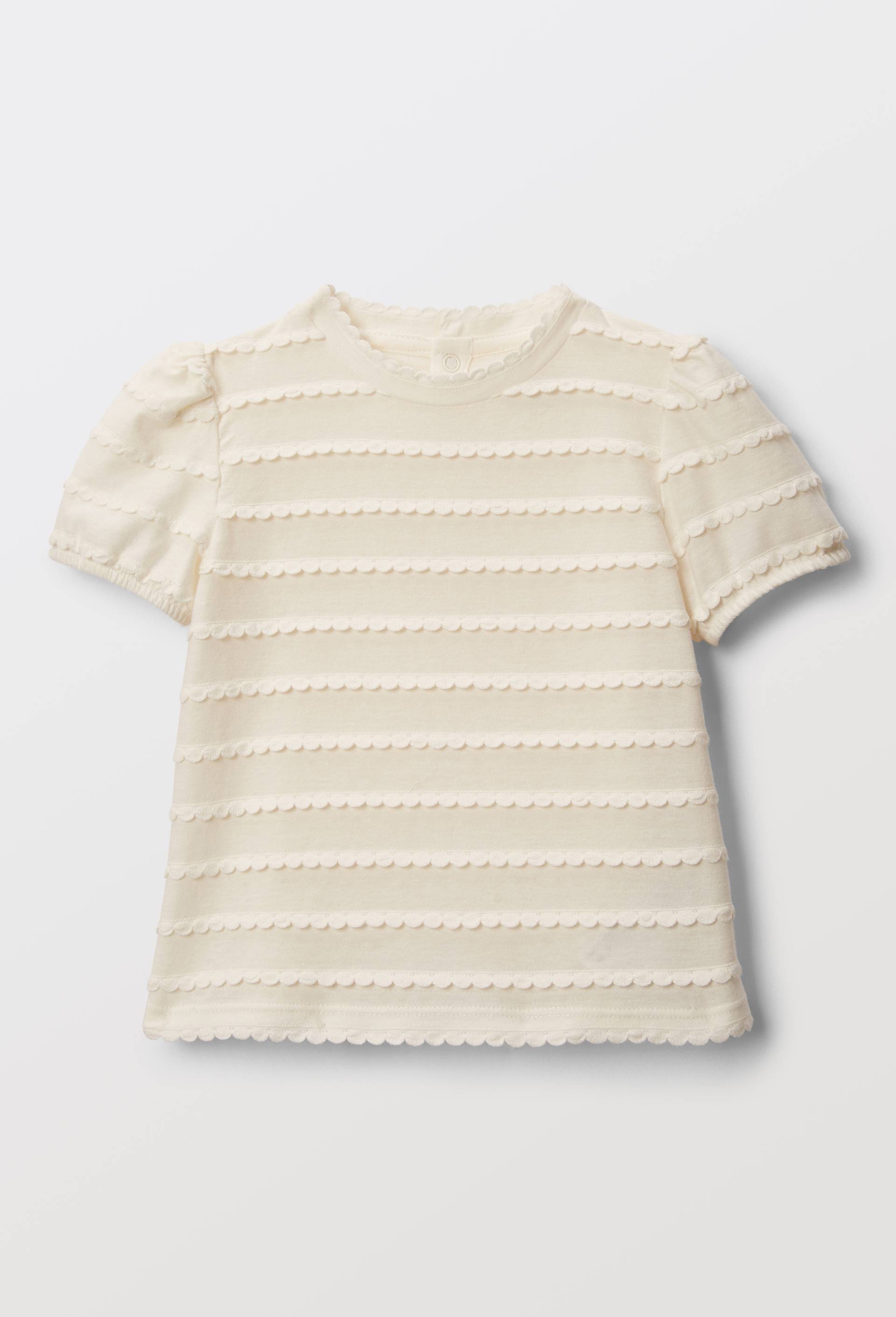 T-shirt manches courtes fantaisie en coton BIO GOTS, Ecru, large image number 1.0