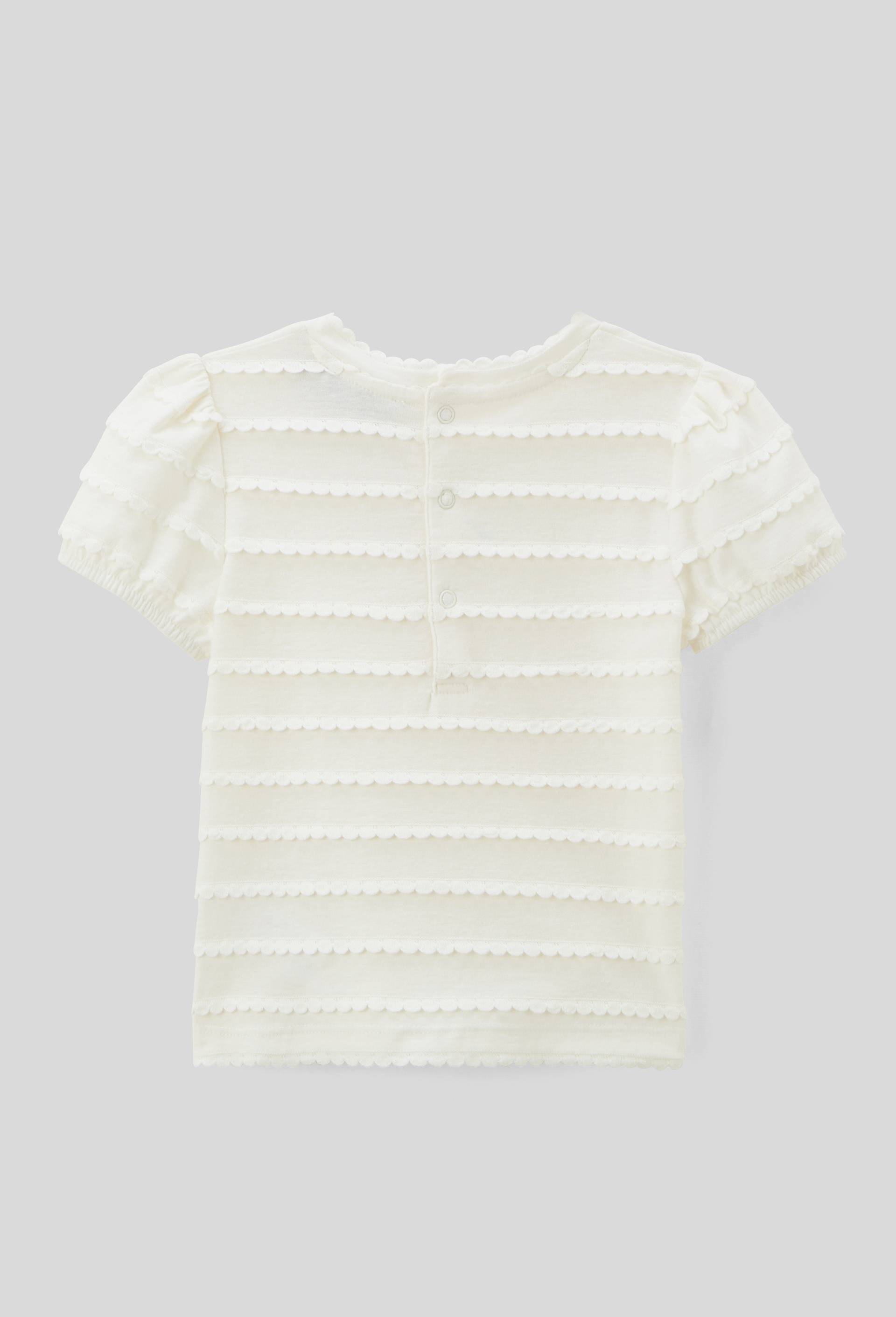 T-shirt manches courtes fantaisie en coton BIO GOTS, Ecru, large image number 2