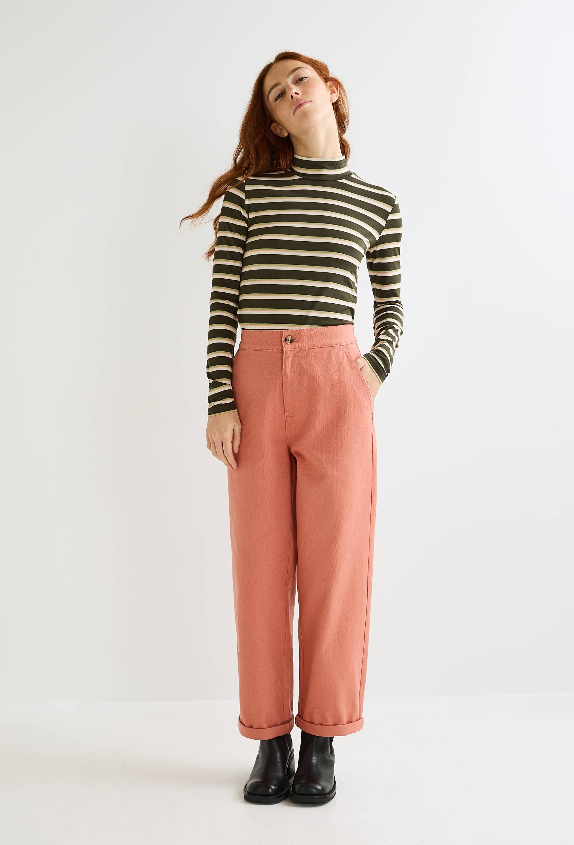 Pantalon droit en coton, Orange, large image number 0