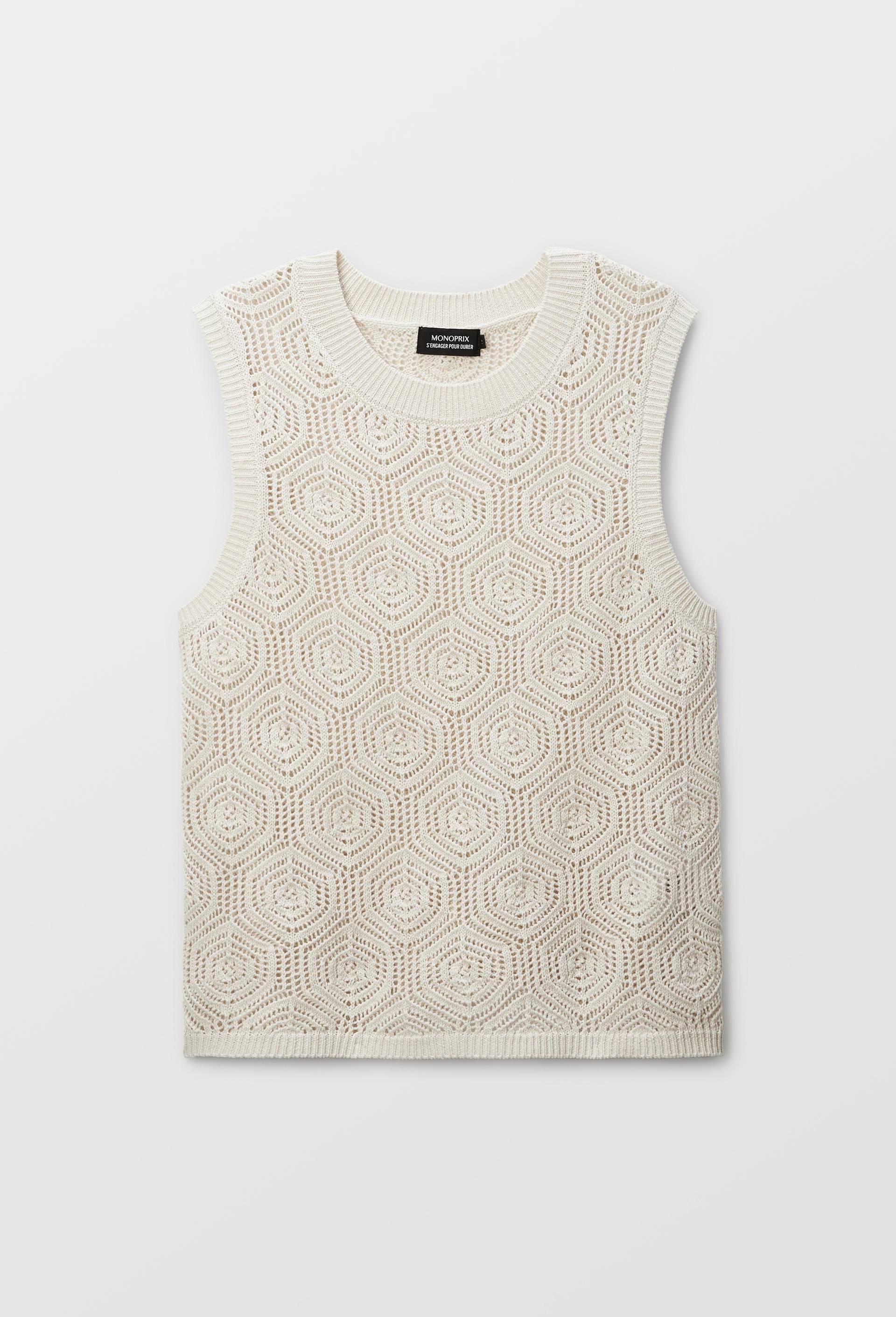Top Crochet Sans Manches BCBG MAX AZRIA - Couleur Vapor, Taille L, Maille à Bretelles, Neuf Avec étiquettes