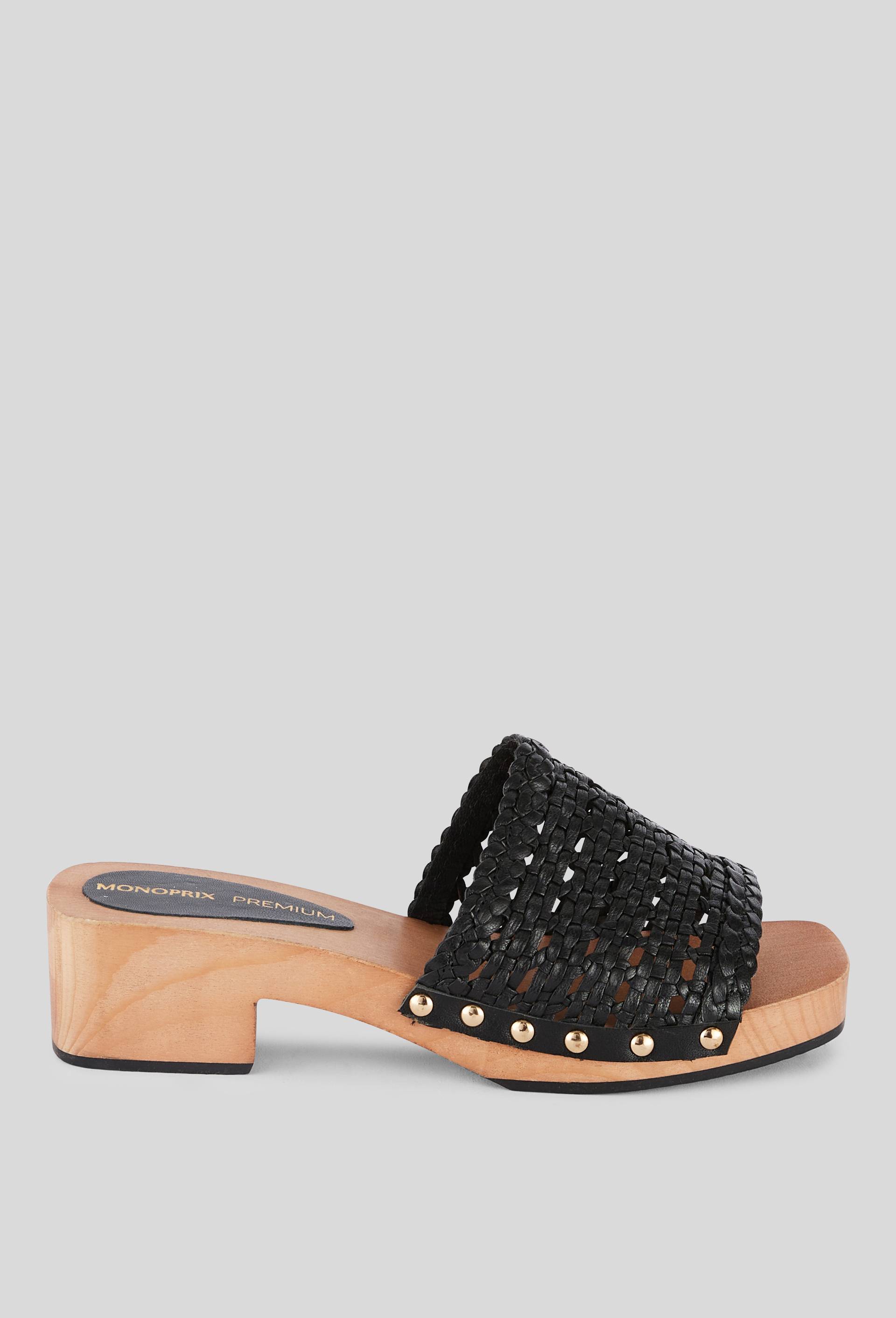 Sabot Ancien En Cuir Tressé Avec Jambe De Cerf - Artisanat Western Americana - Occasion