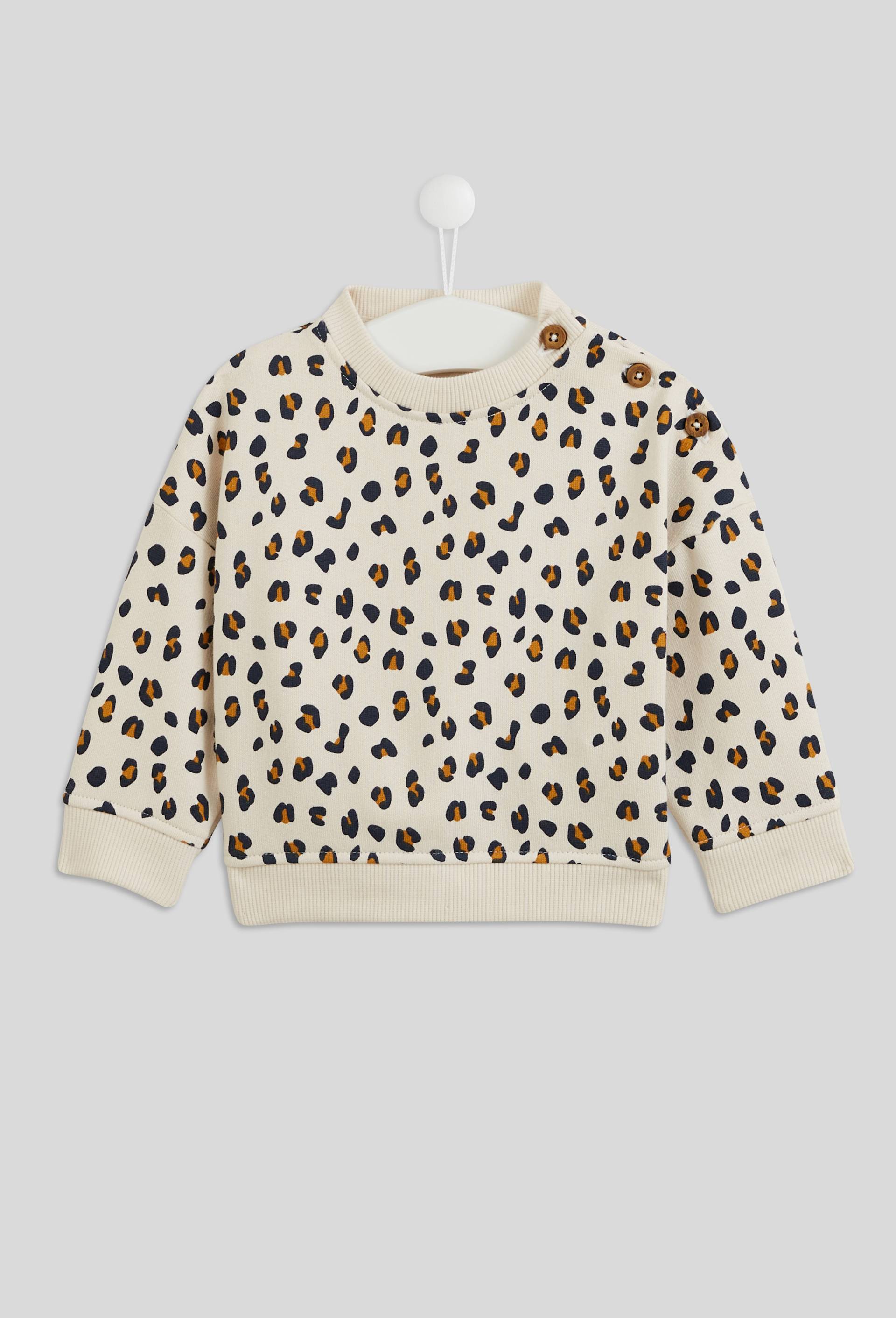 Sweat imprimé en coton BIO GOTS, Beige clair, swatch image