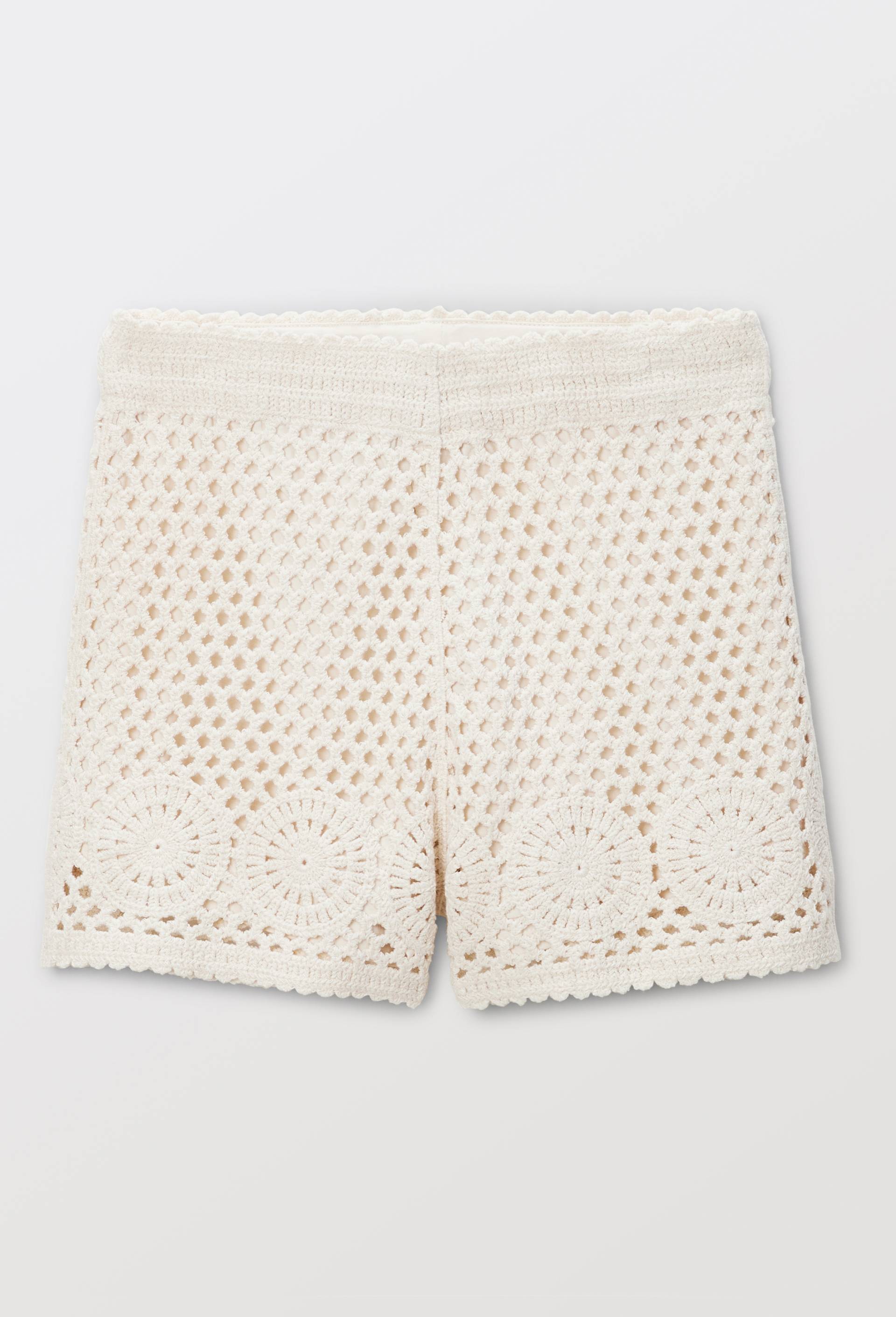Short en crochet en coton, Beige clair, large image number 1
