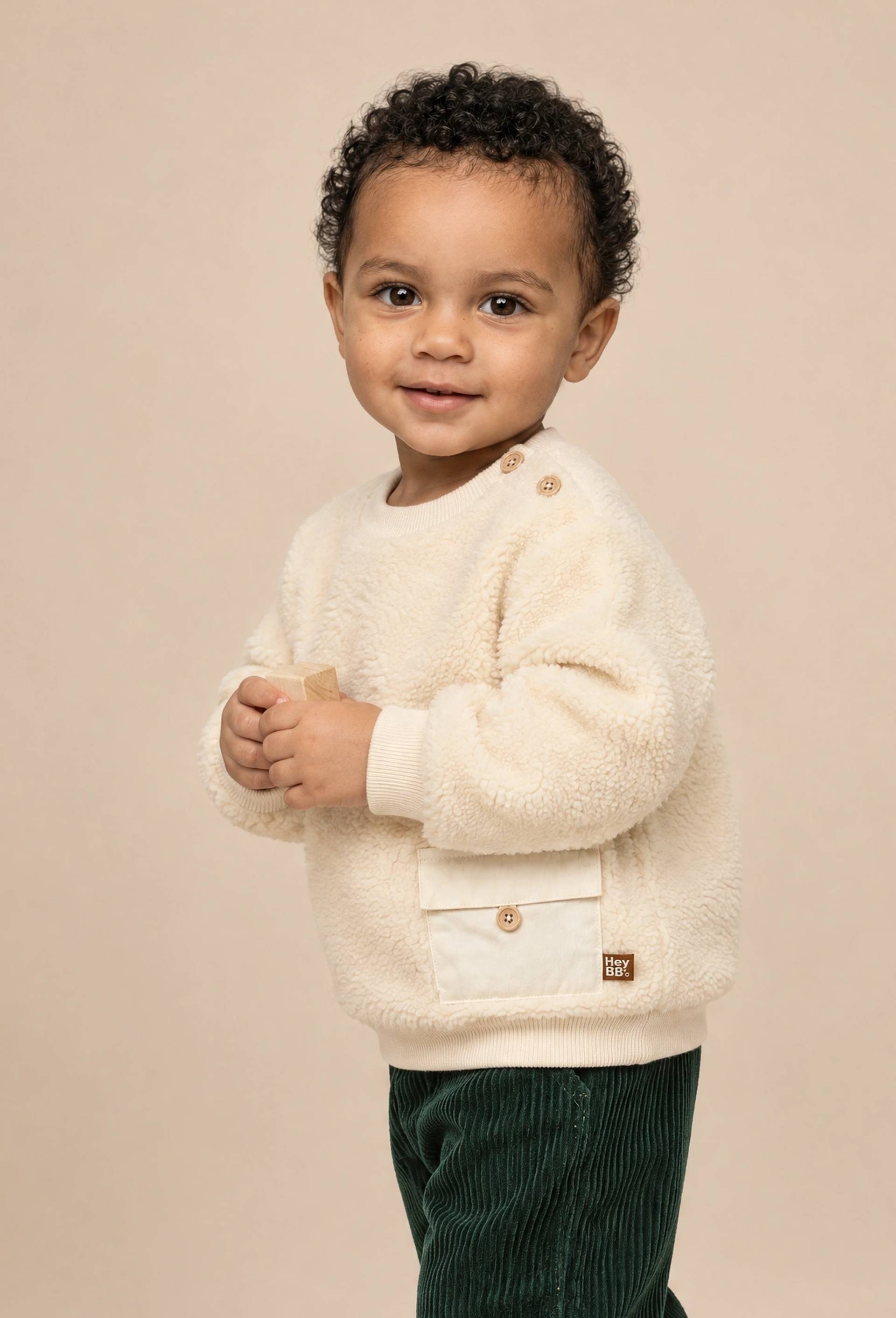 Pull uni en sherpa, Beige clair, large image number 0