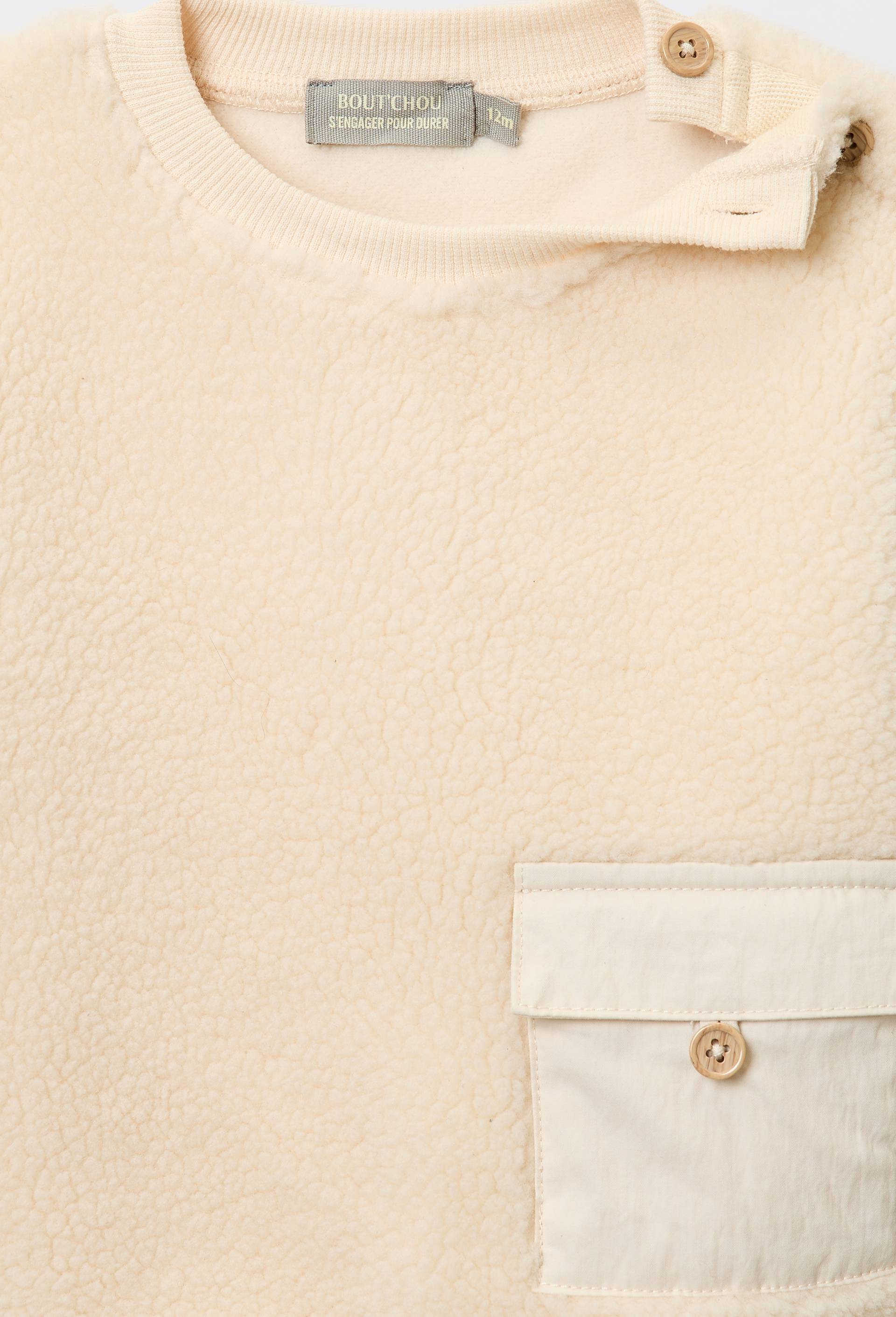 Pull uni en sherpa, Beige clair, large image number 3