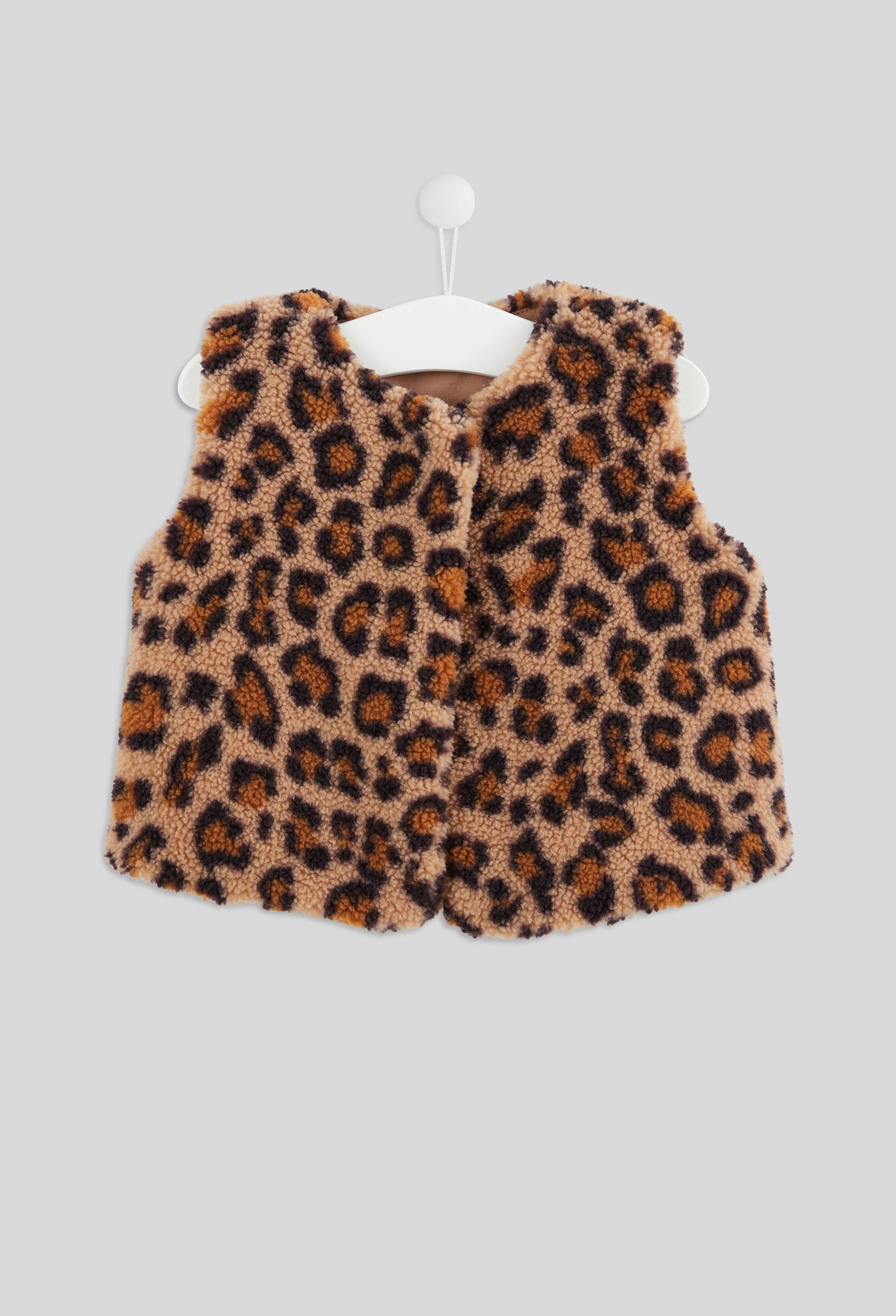 Gilet sans manches imprim&eacute; effet mouton, certifi&eacute; OEKO-TEX, Beige, large image number 0
