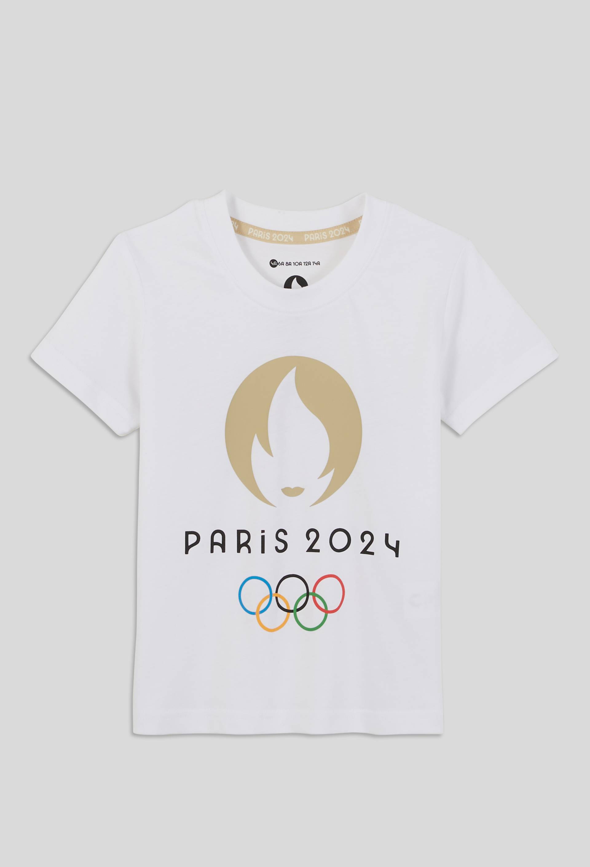 T-shirt manches courtes sous licence paris 2024 en coton BIO, Blanc, large image number 0
