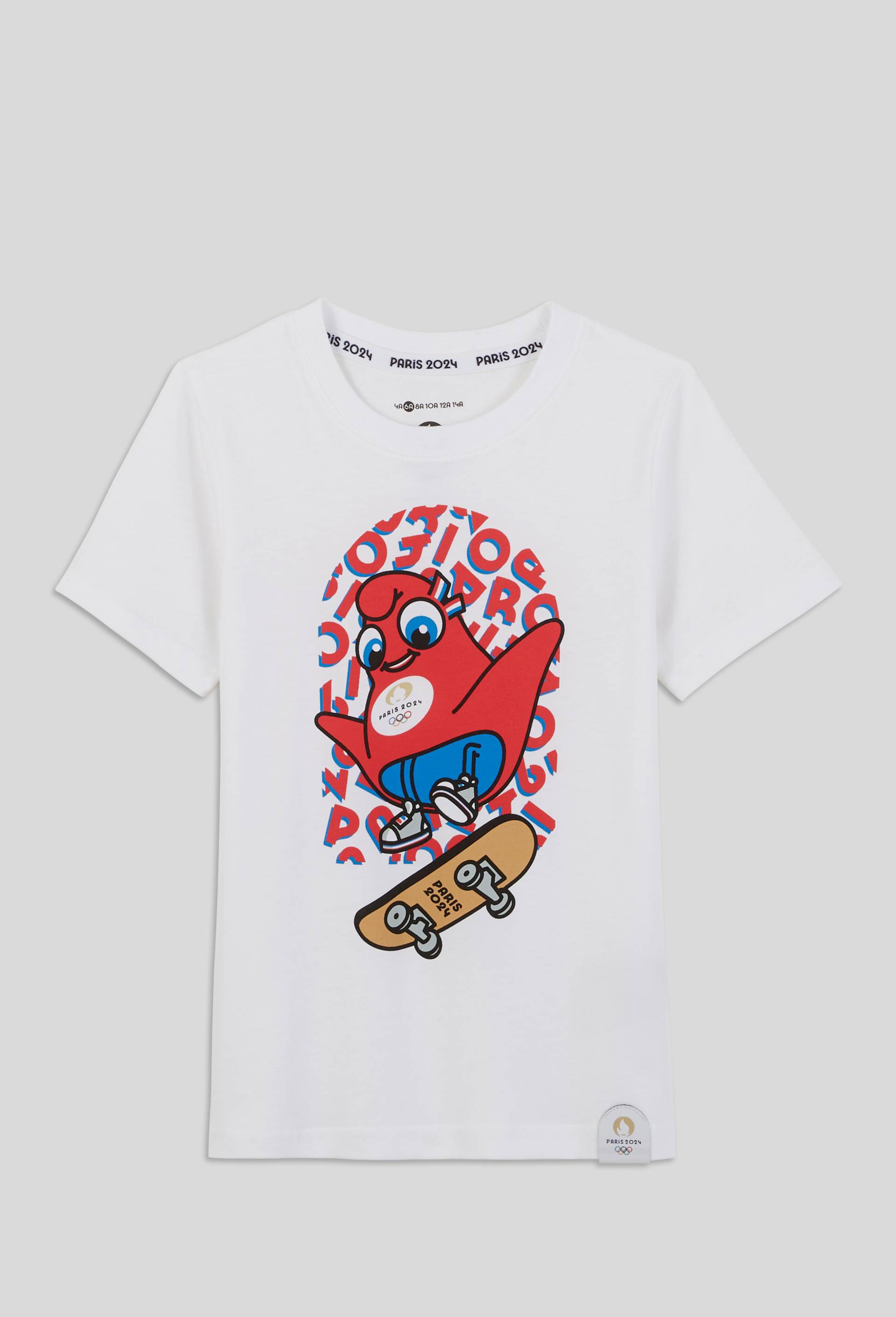T-shirt manches courtes sous licence paris 2024 en coton BIO, Blanc, large image number 0