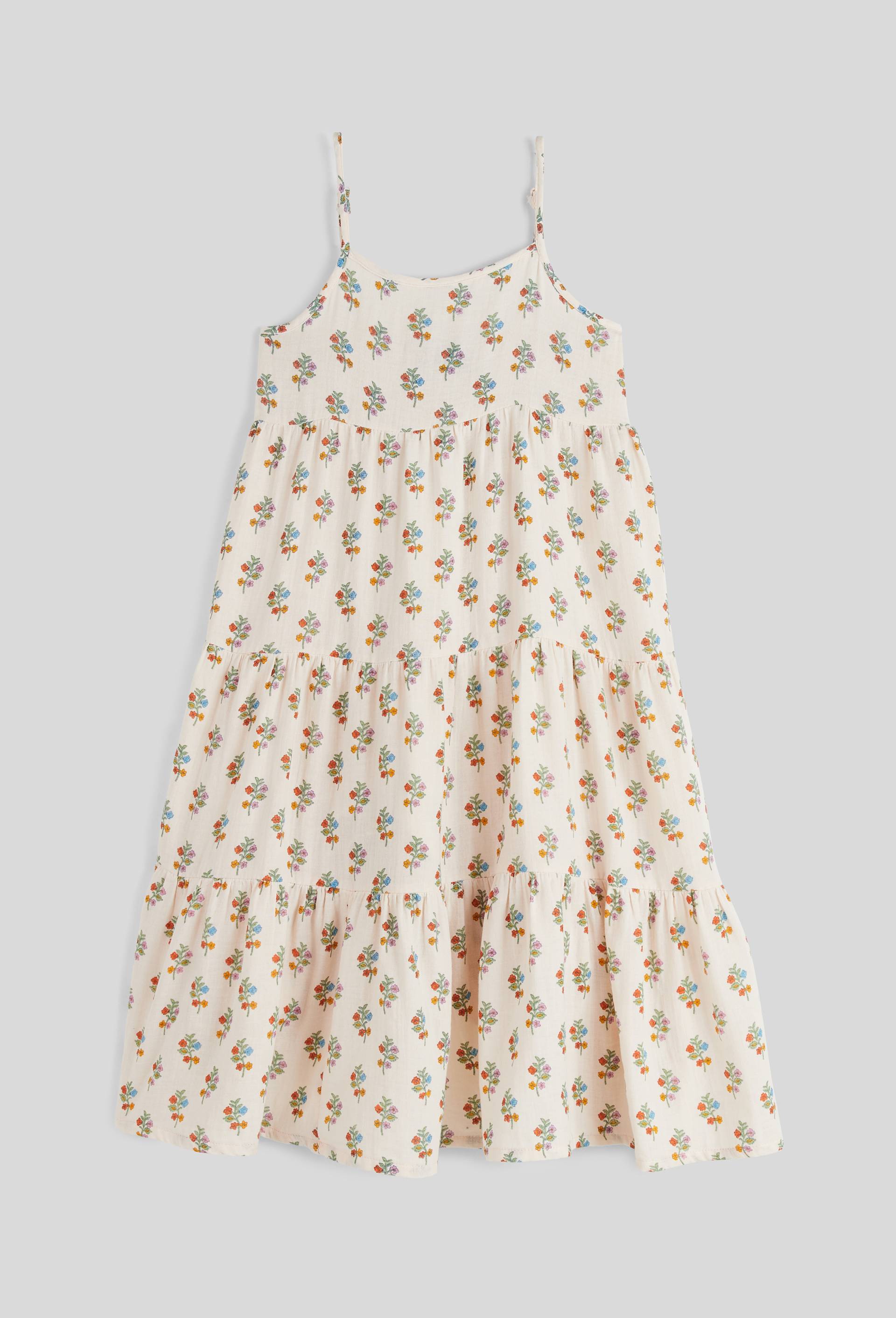 Robe midi à bretelles imprimée en coton BIO GOTS, Ecru, large image number 2