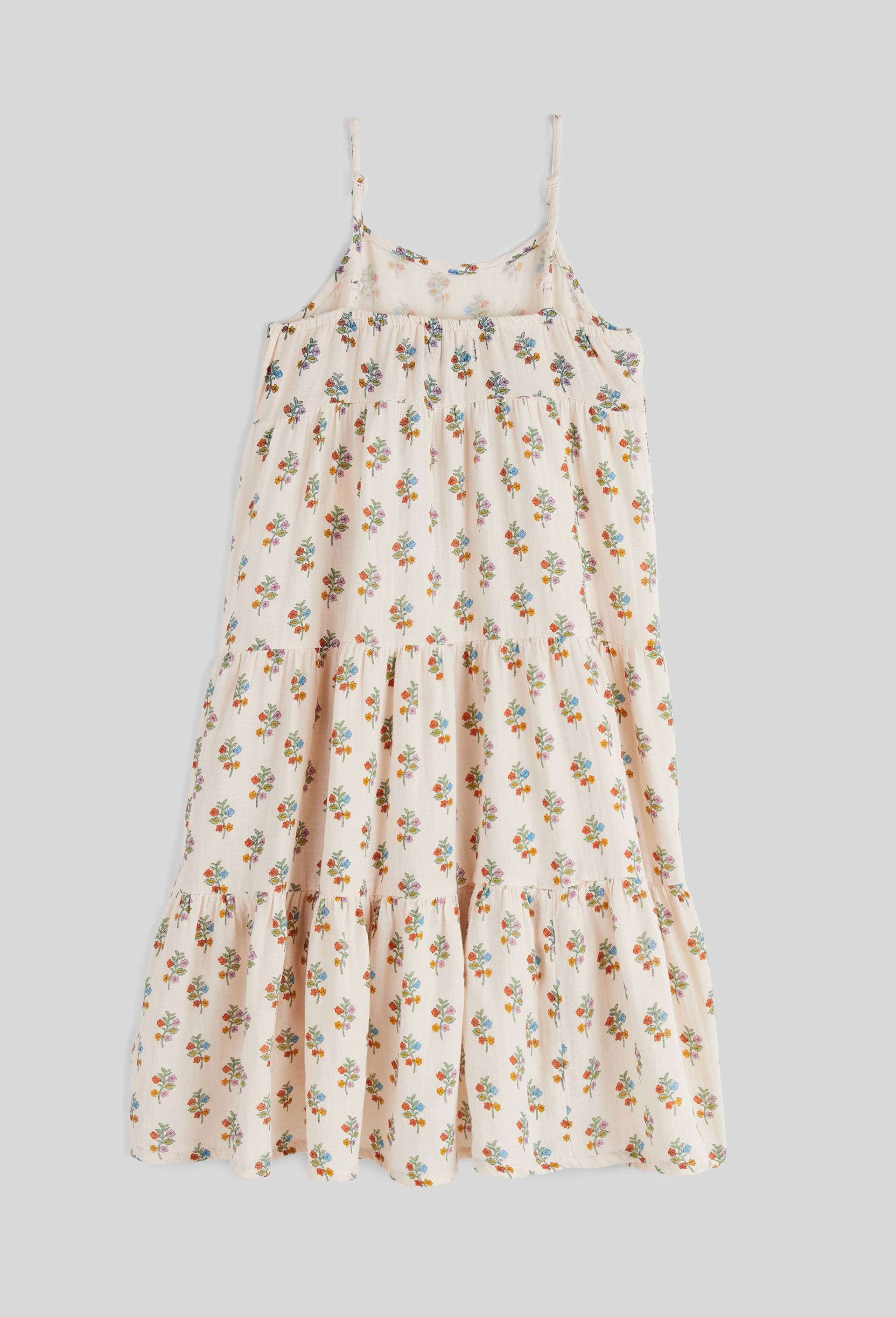 Robe midi à bretelles imprimée en coton BIO GOTS, Ecru, large image number 3