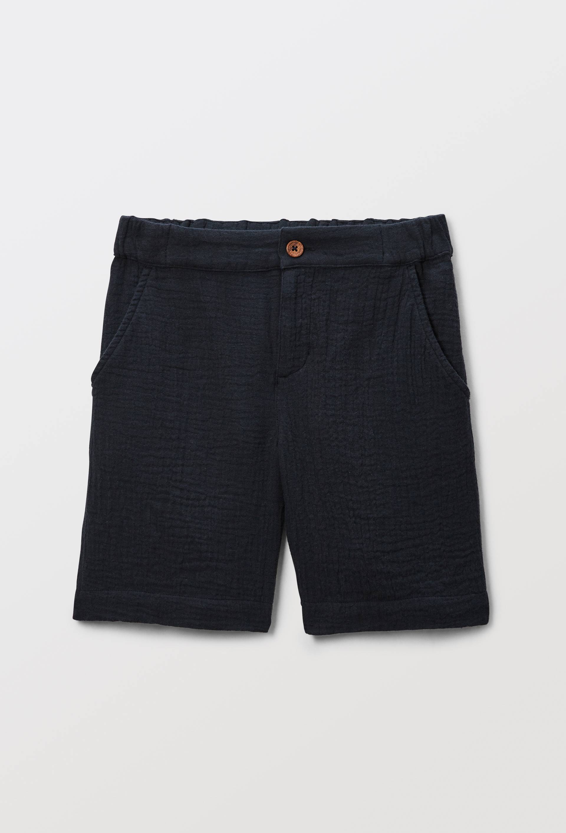 Short uni en gaze de coton BIO GOTS, Bleu fonc&eacute;, large image number 1