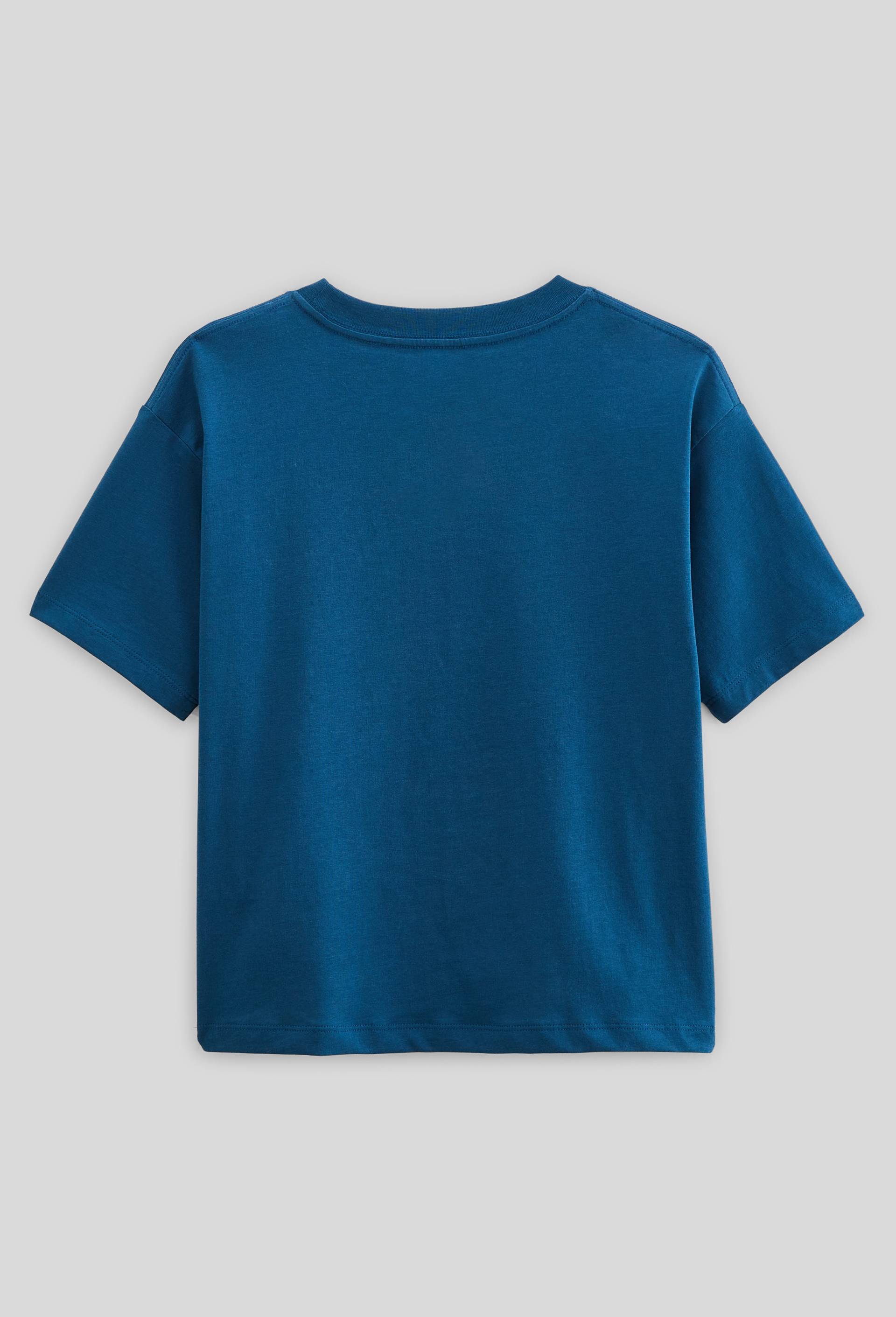 T-shirt manches courtes imprimé avec broderie en coton BIO GOTS, Bleu foncé, large image number 2.0