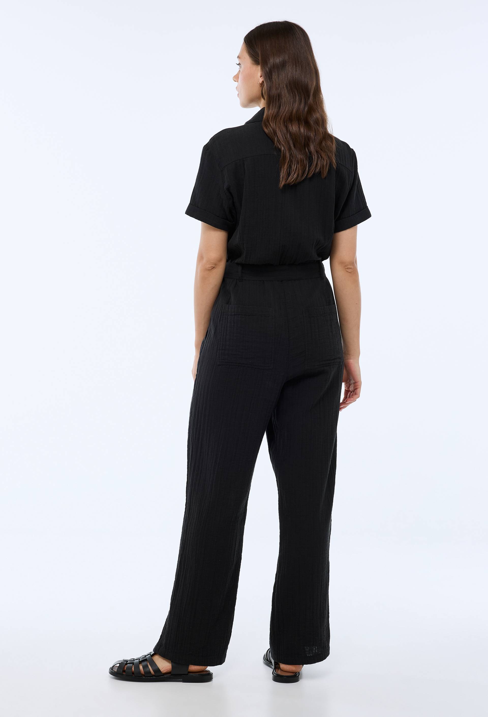 Combinaison pantalon manches courtes en coton BIO GOTS, Noir, large image number 1