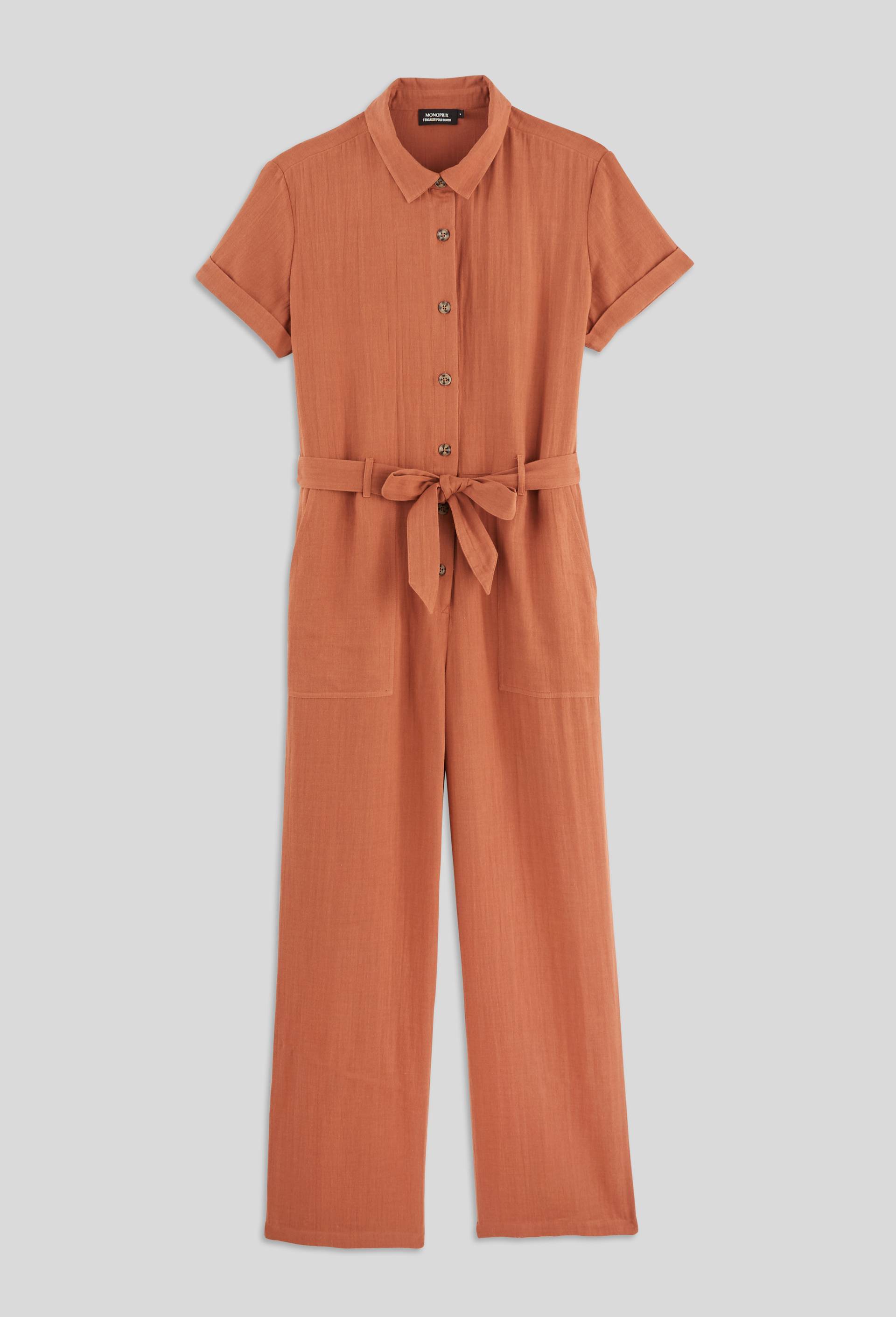 Combinaison pantalon manches courtes en coton BIO GOTS, Brun, large image number 2