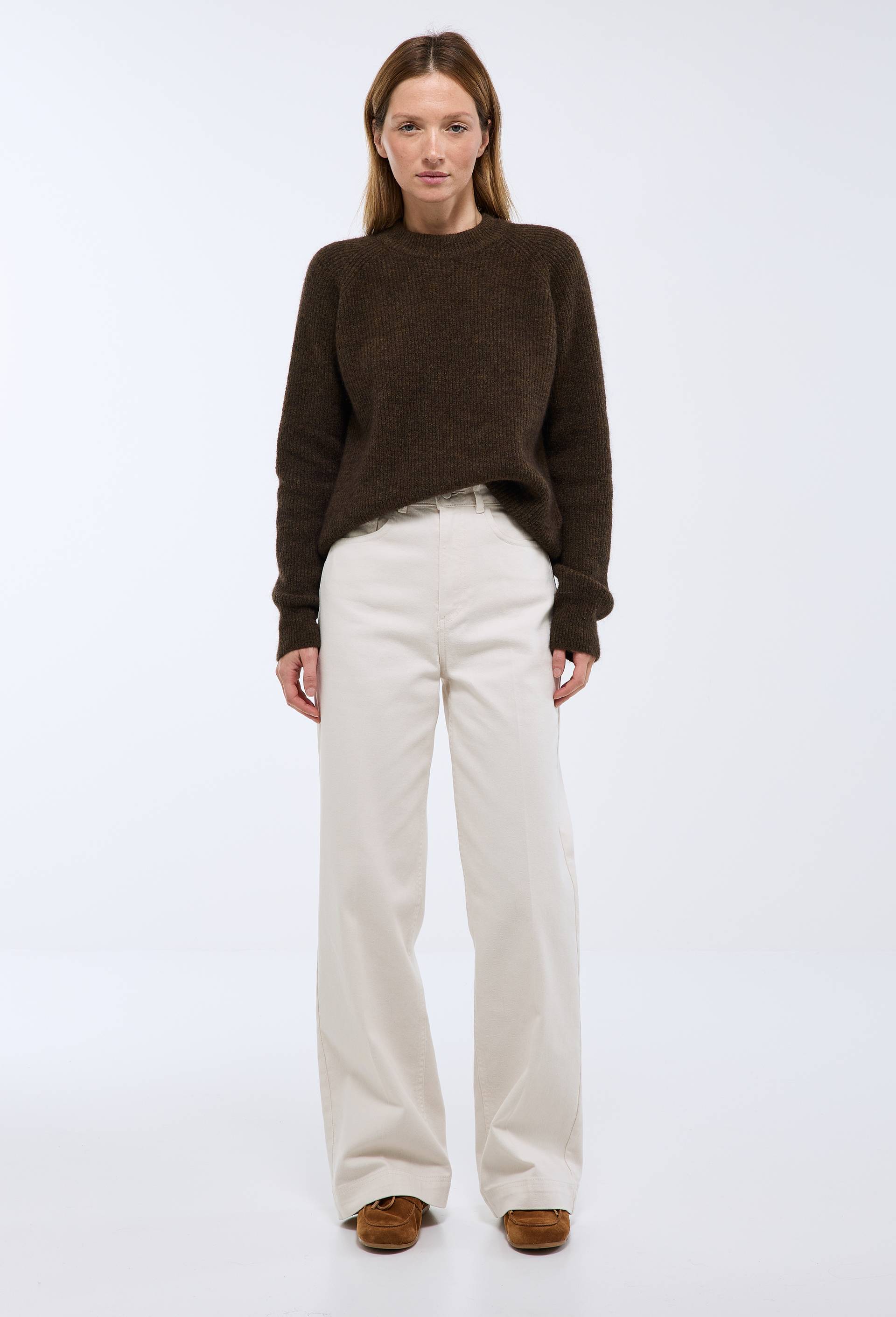 Jean large taille haute, Ecru, large image number 0.0