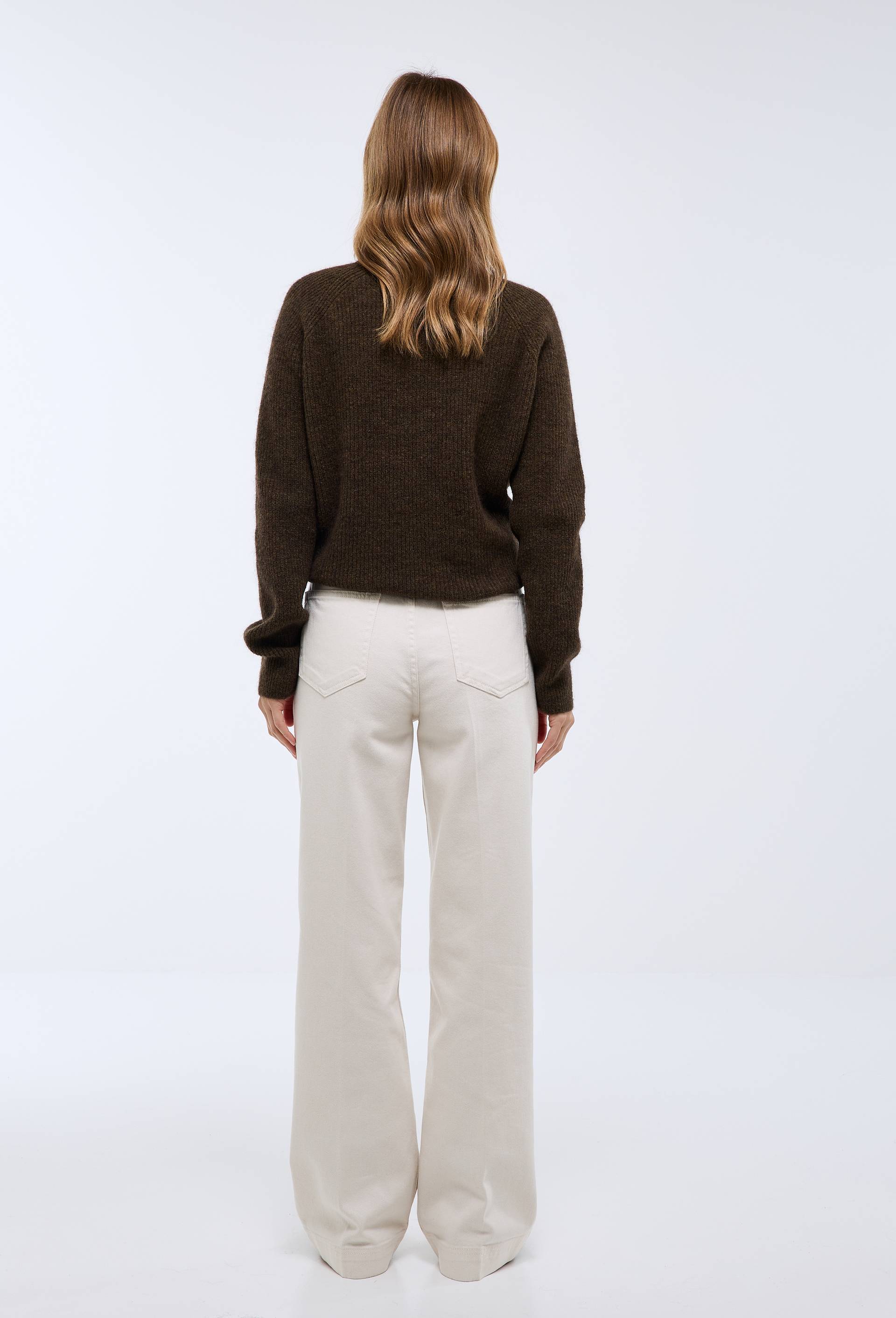 Jean large taille haute, Ecru, large image number 1