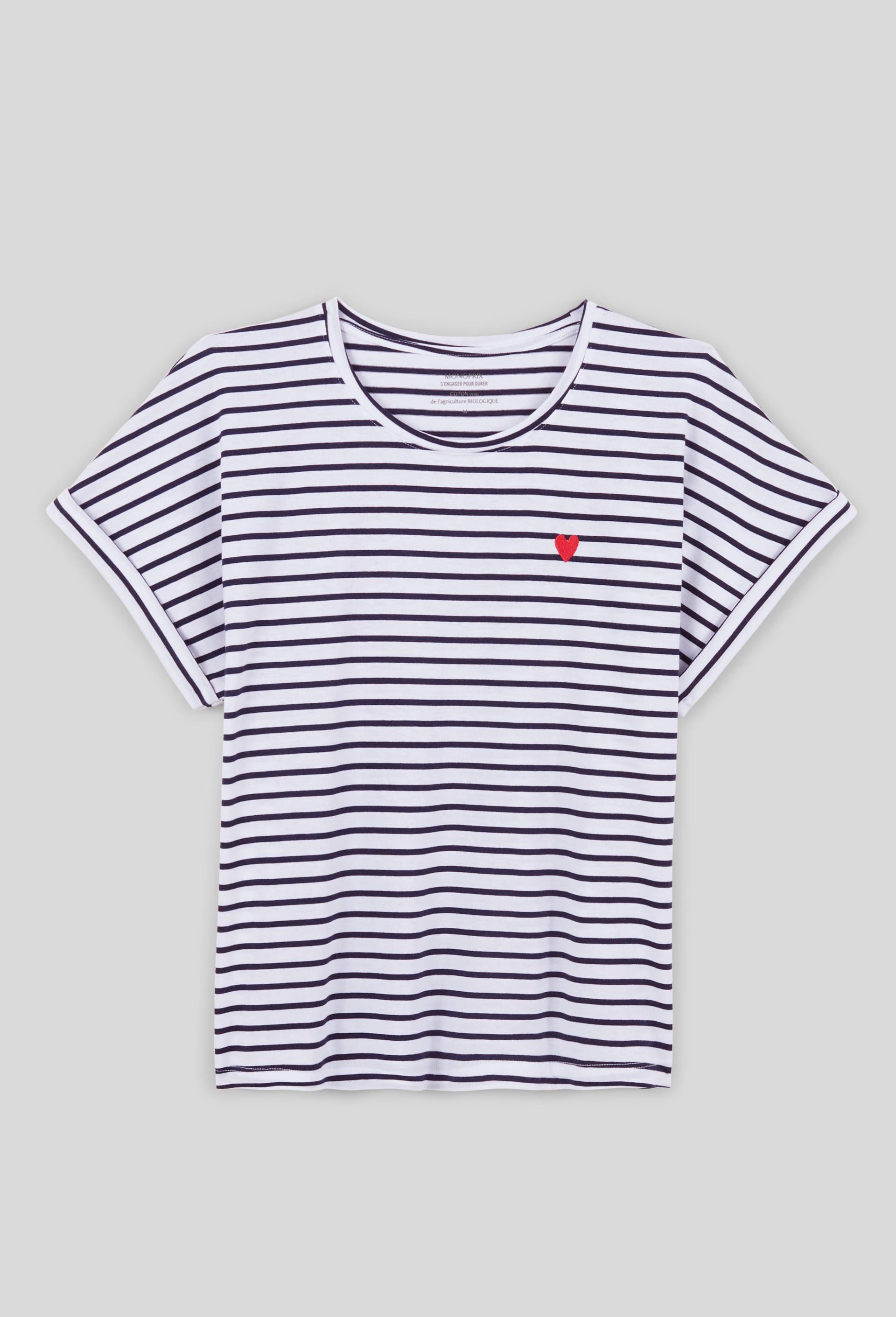 Tee-shirt Rayé Ample Monoprix - Taille 48 (4) - Multicouleur - Coton Modal - Occasion Très Bon État