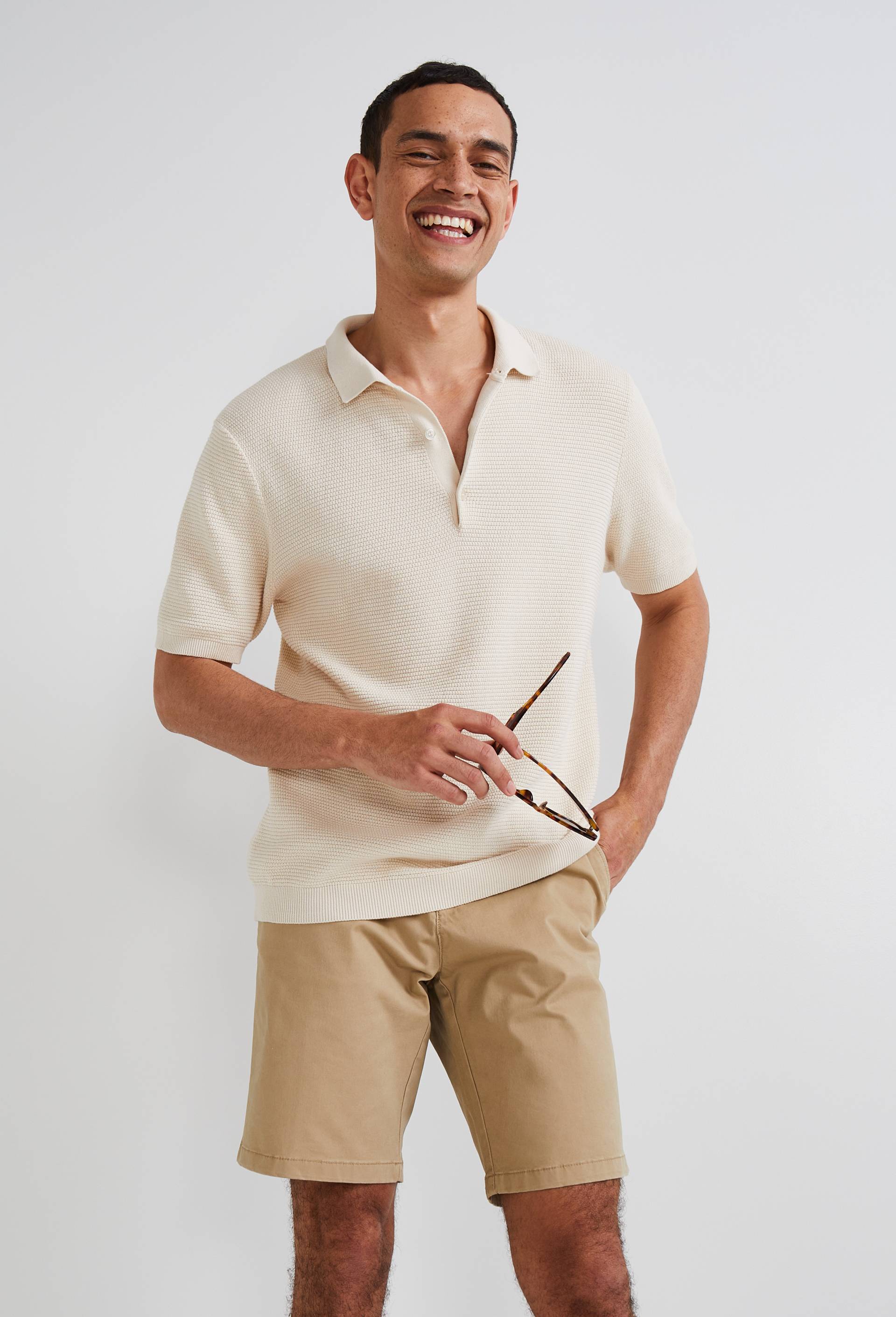 Bermuda straight en coton GOTS, Beige, large image number 0