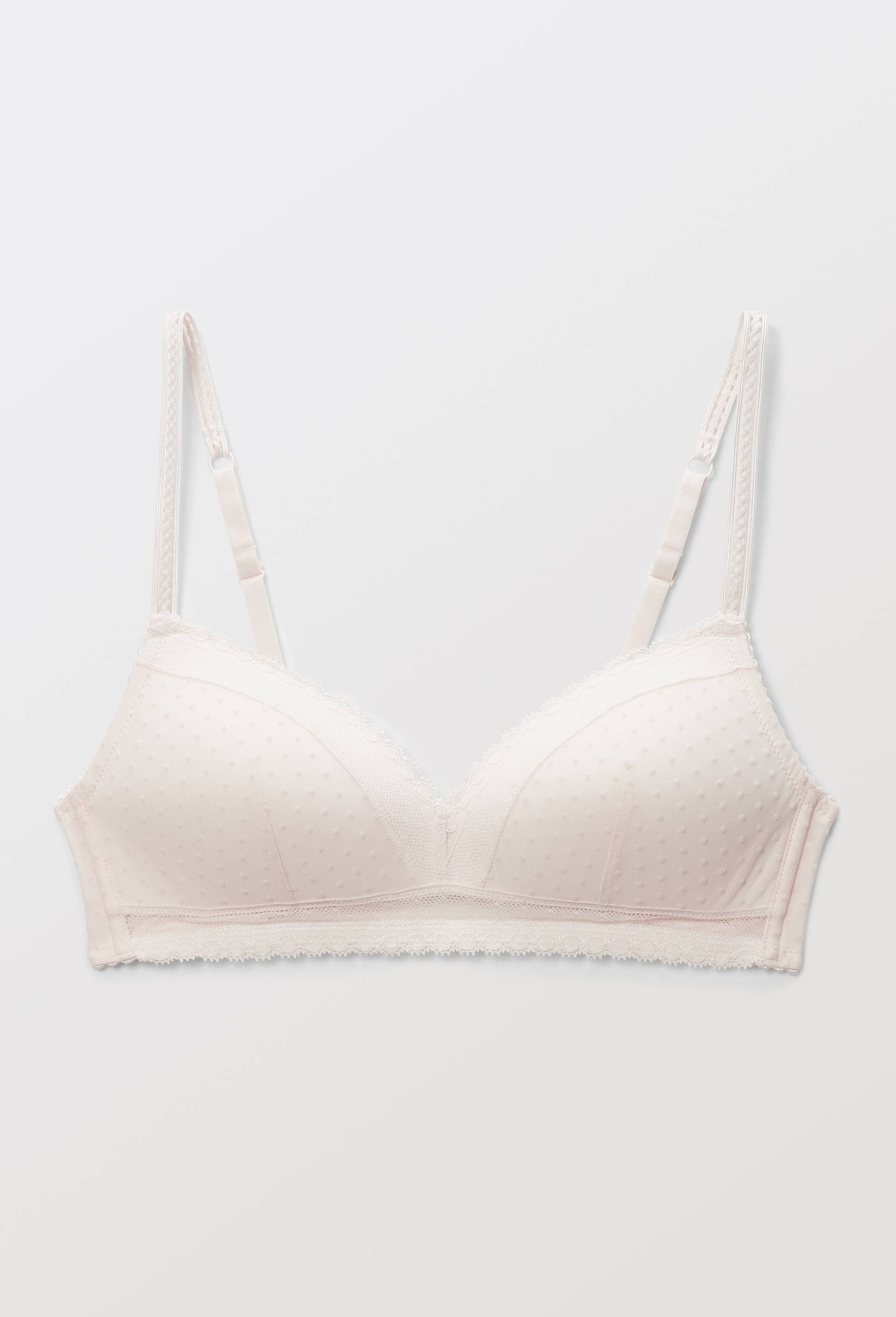 Soutien-gorge triangle padd&eacute; ADELE en tulle flock&eacute;, Rose clair, large image number 3