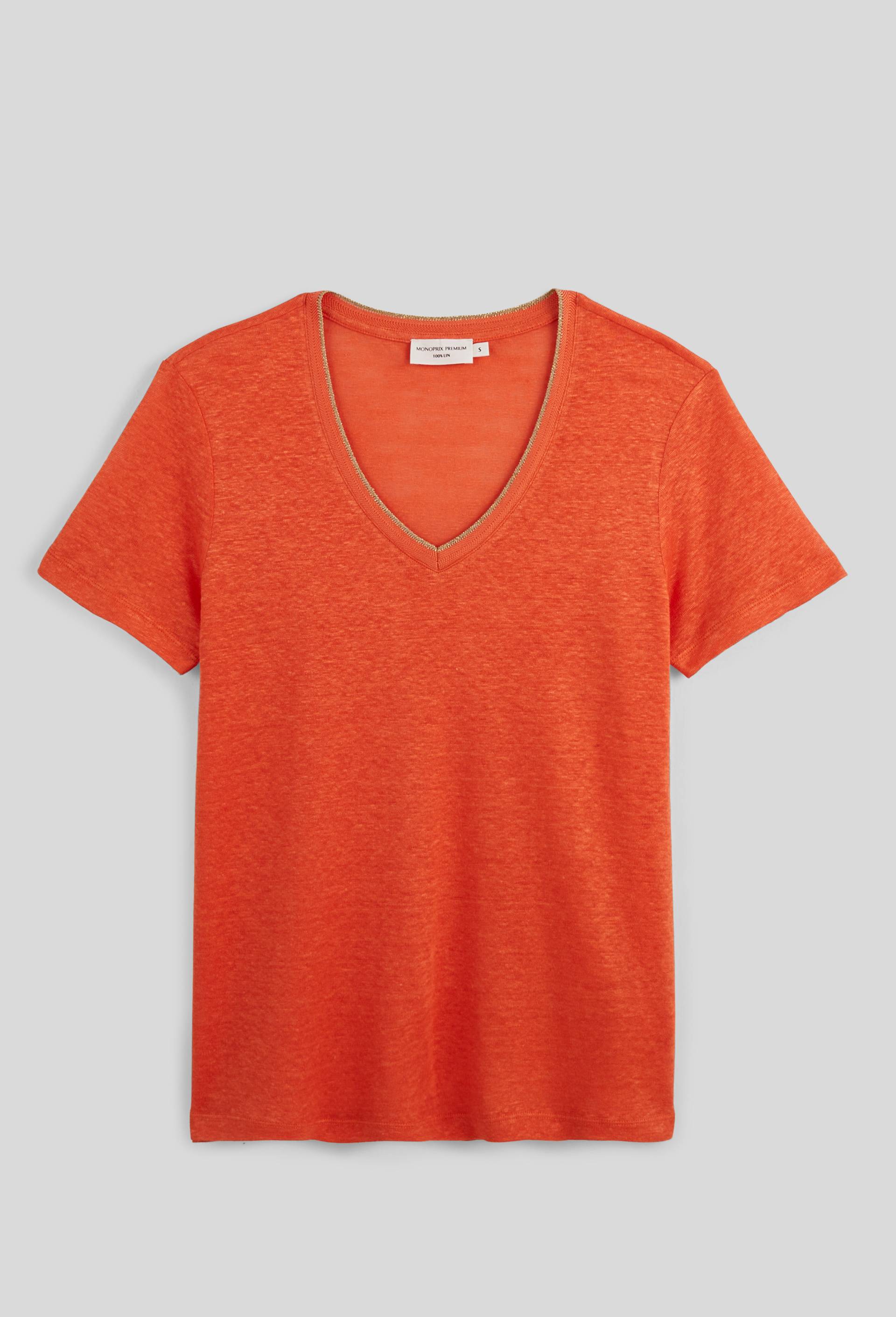 Monoprix Femme Tshirt Monoprix T-shirt Manches Courtes Col