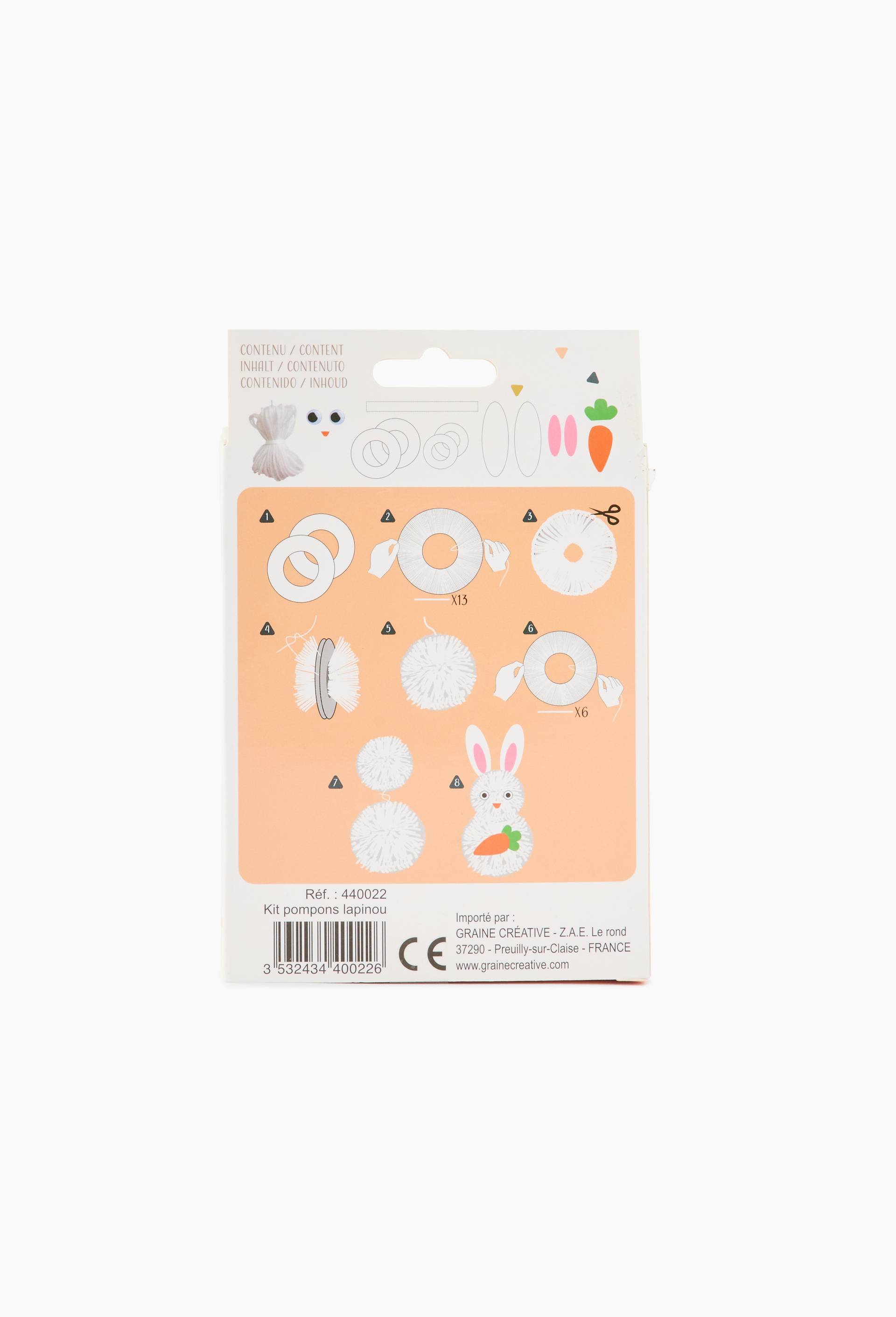 Kit lapinou pompons, Multicolore, large image number 1