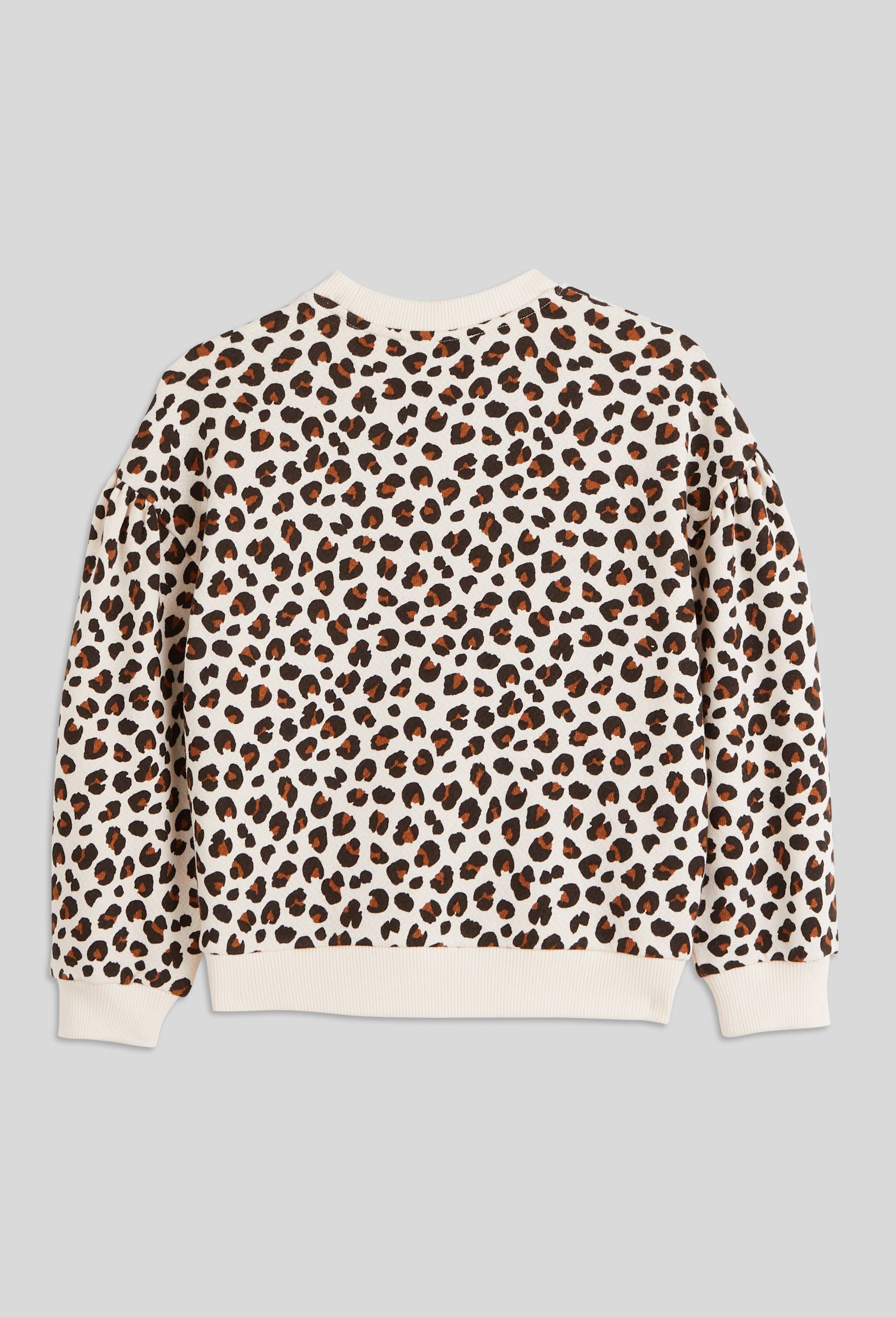 Sweat imprimé léopard contenant du coton BIO, Beige clair, large image number 2
