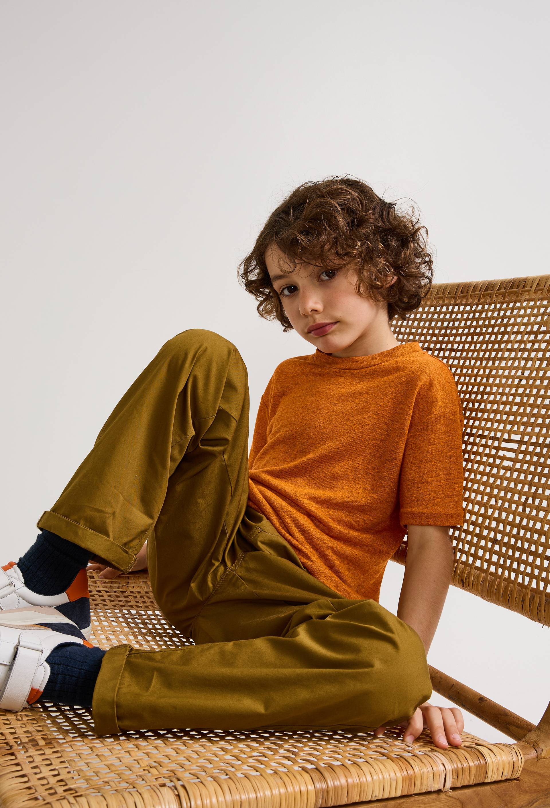 T-shirt manche courtes en lin, Orange, large image number 0