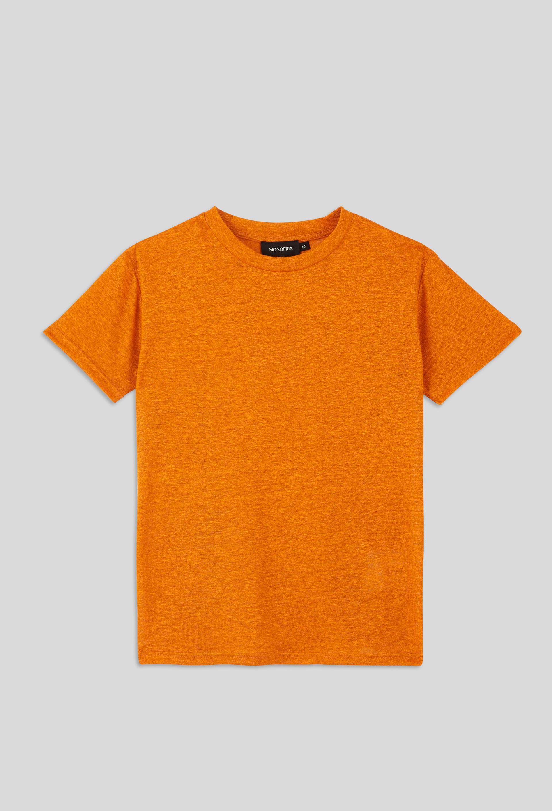 T-shirt manche courtes en lin, Orange, large image number 1.0