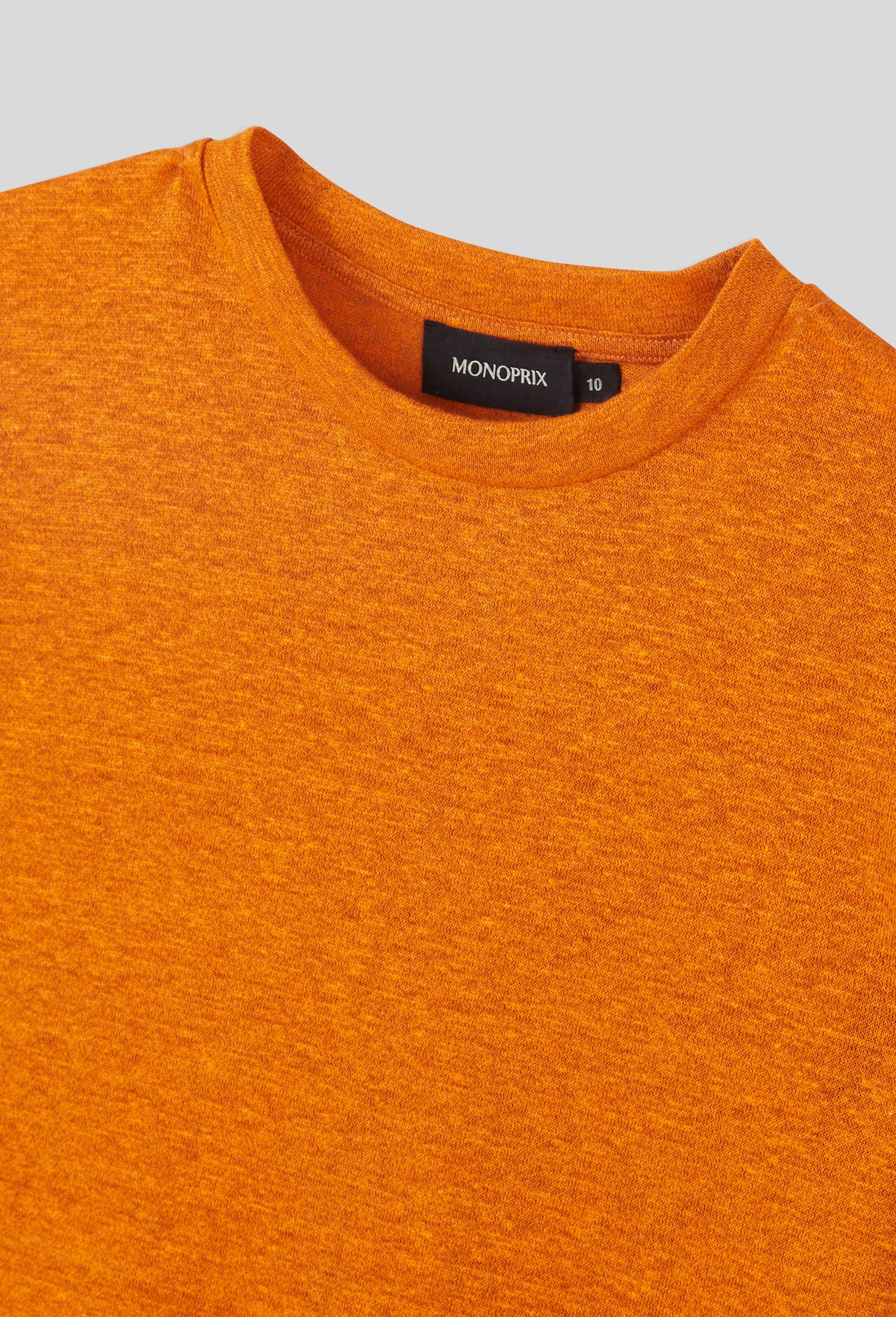 T-shirt manche courtes en lin, Orange, large image number 3.0