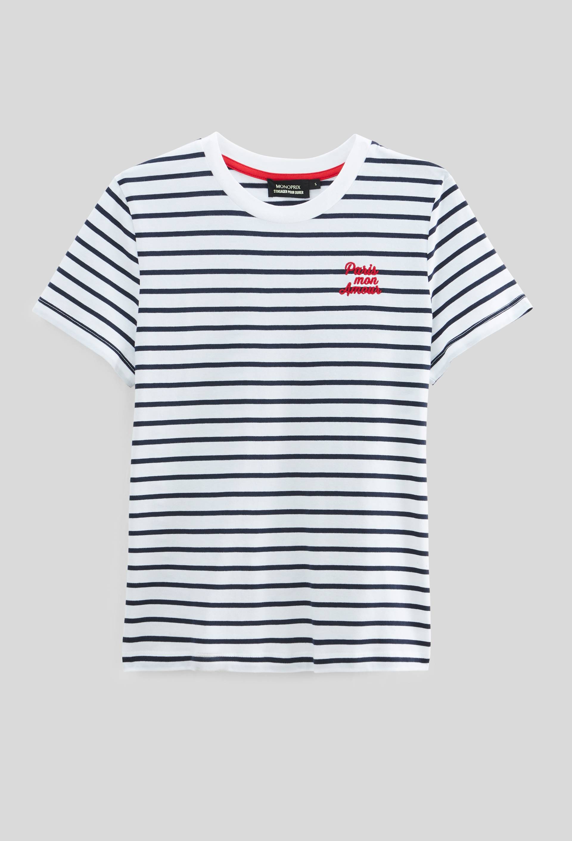 T-shirt manches courtes avec broderie en coton, Blanc, large image number 2