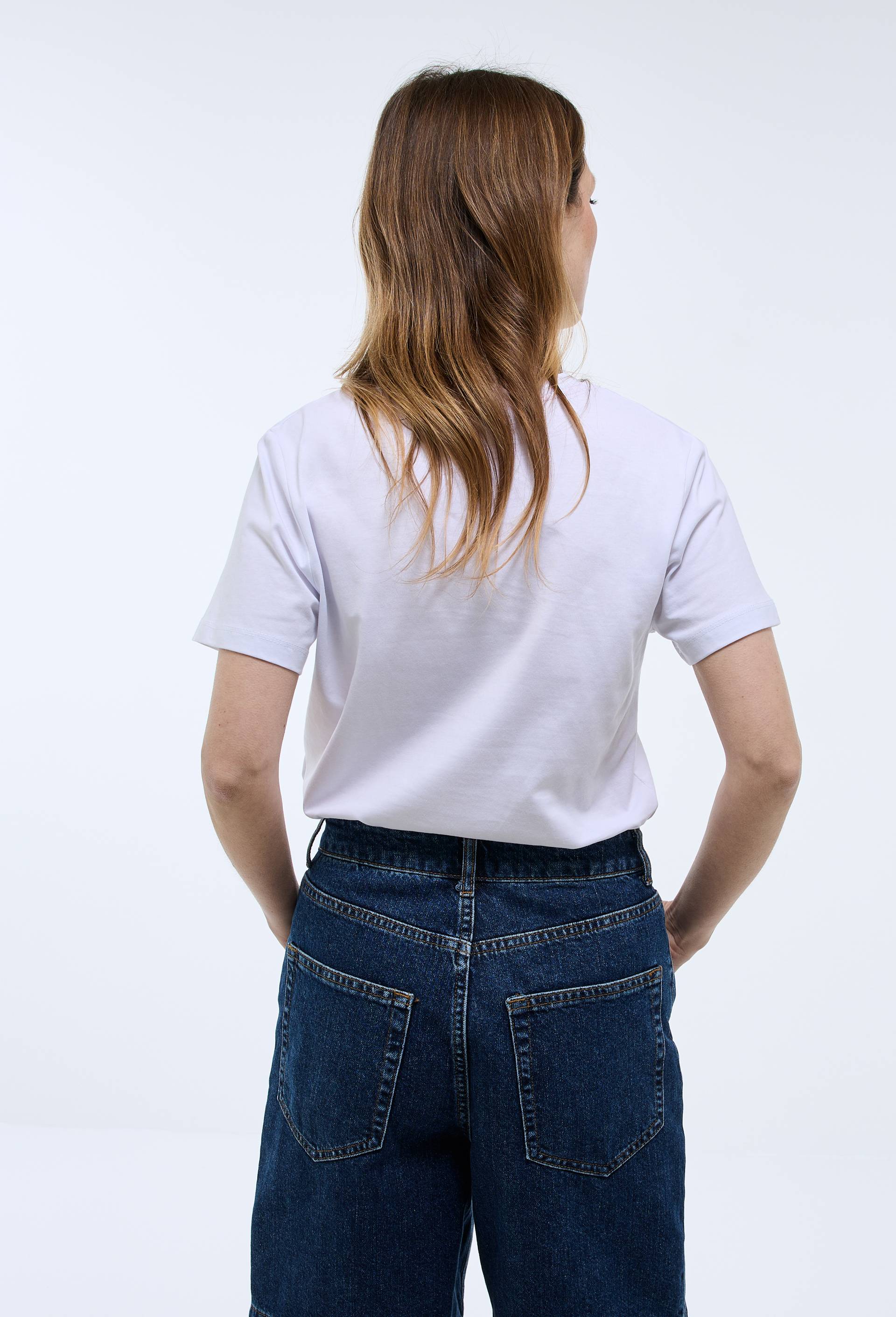 T-shirt manches courtes avec broderie en coton, Blanc, large image number 1