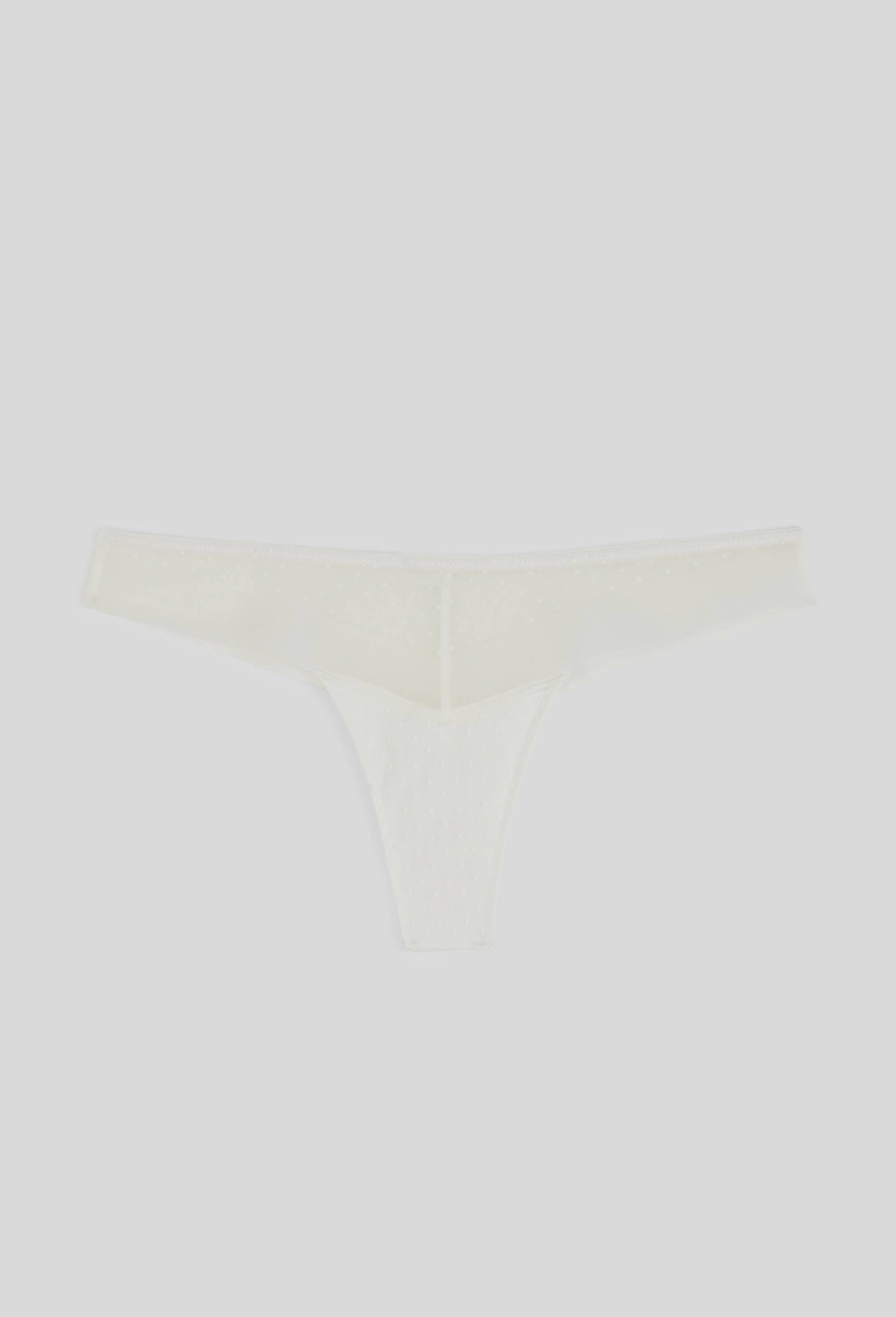 Tanga ADELINE en tulle &agrave; pois, Ecru, large image number 0