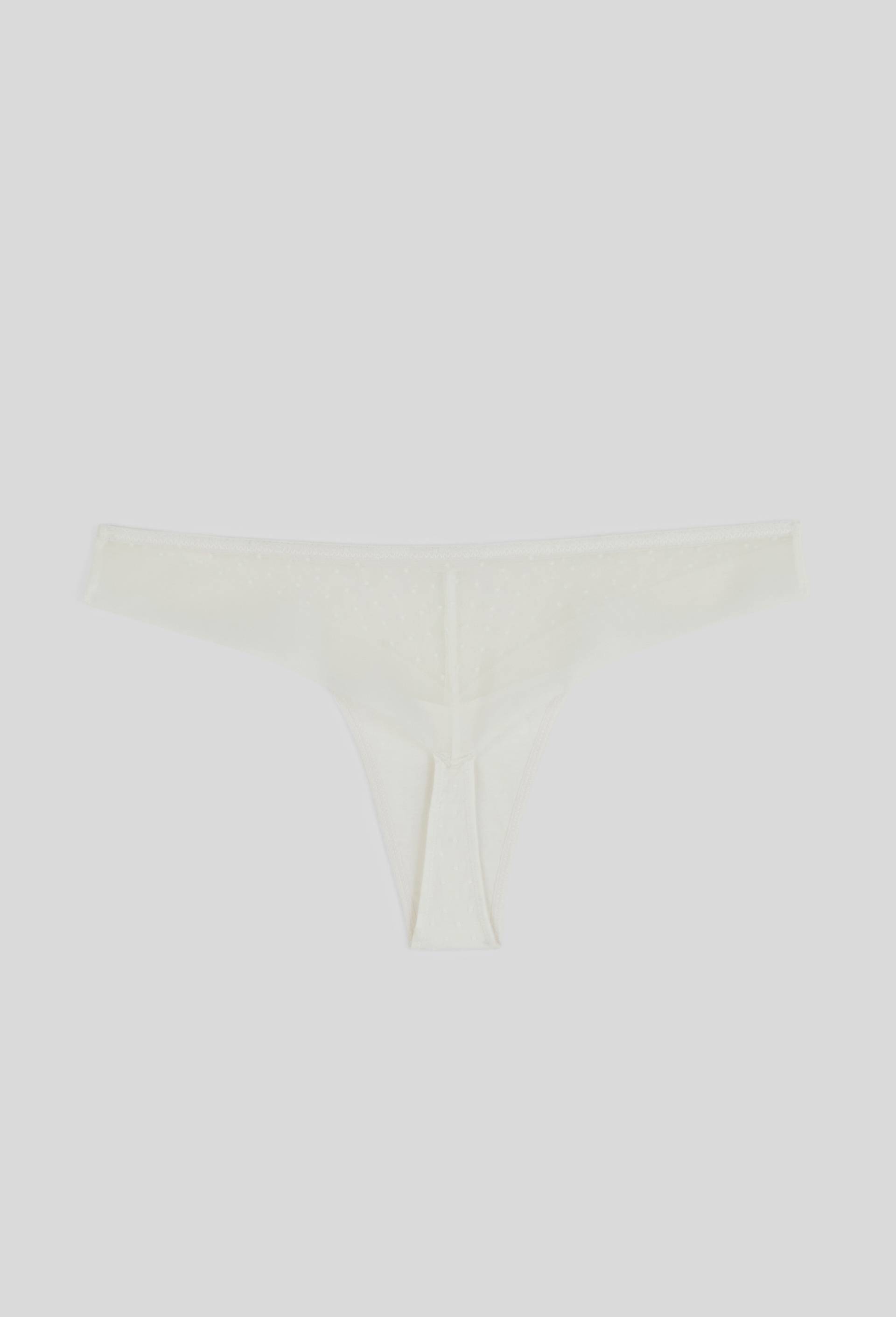 Tanga ADELINE en tulle &agrave; pois, Ecru, large image number 1