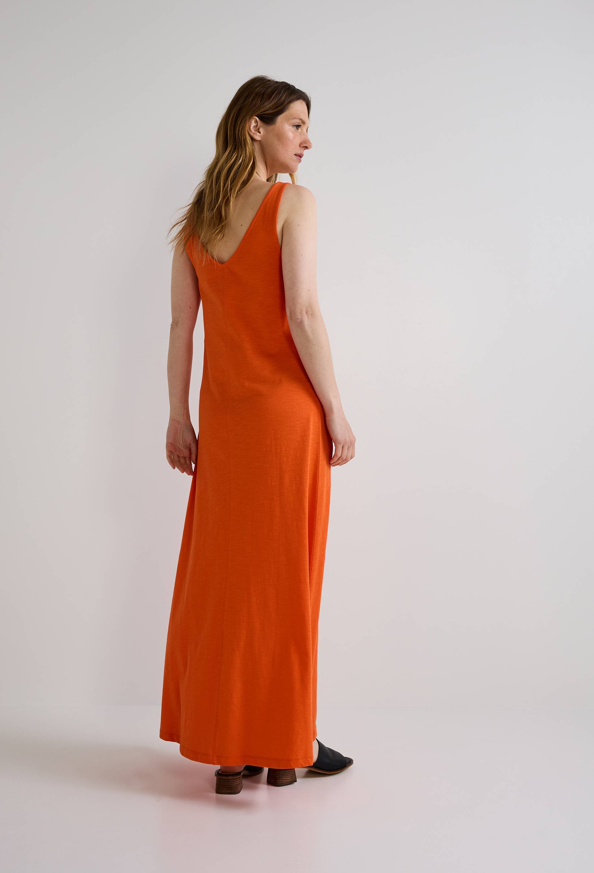 Robe longue unie en coton BIO GOTS, Orange, large image number 1