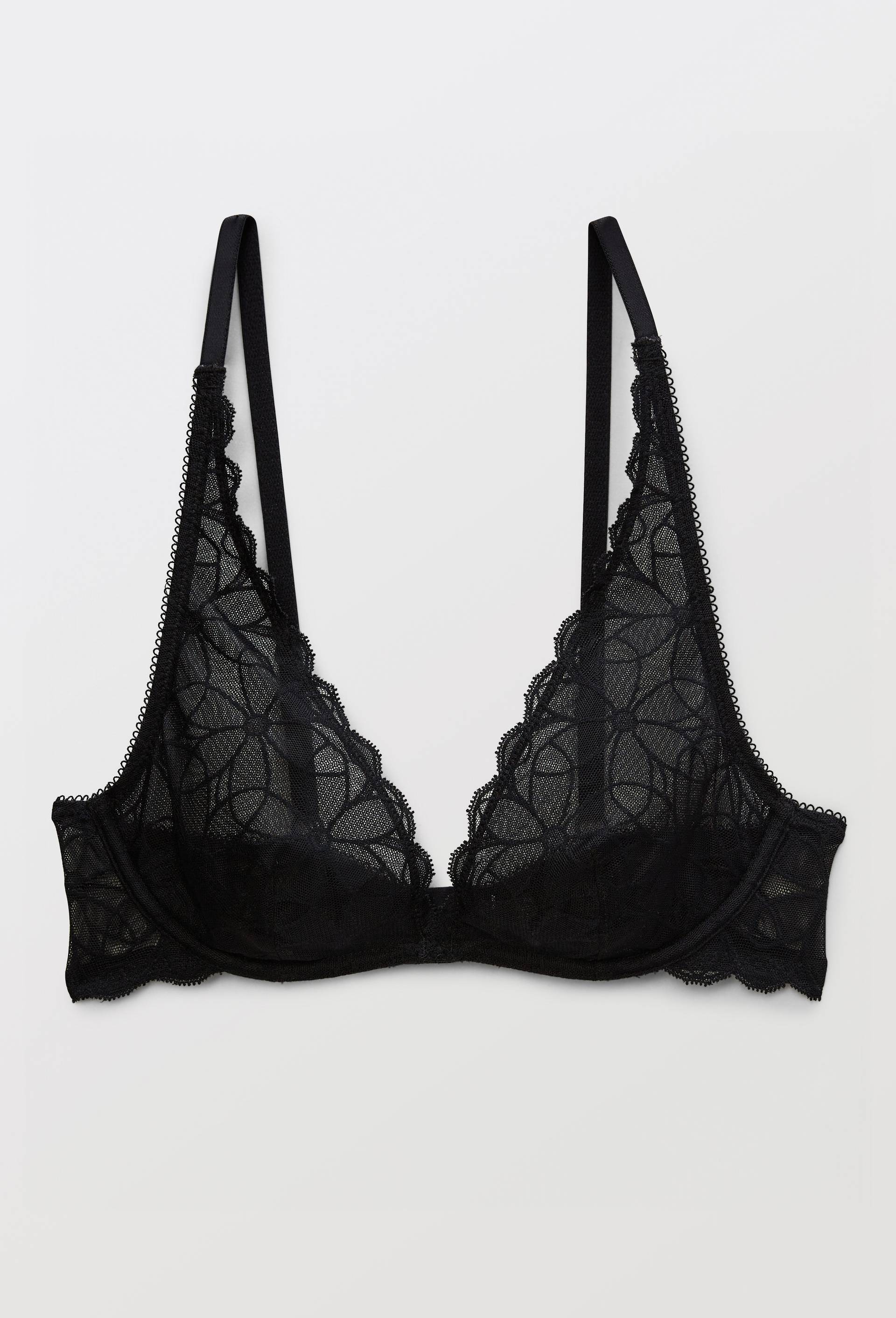 Soutien-gorge balconnet foulard SELENA en dentelle, Noir, large image number 2.0