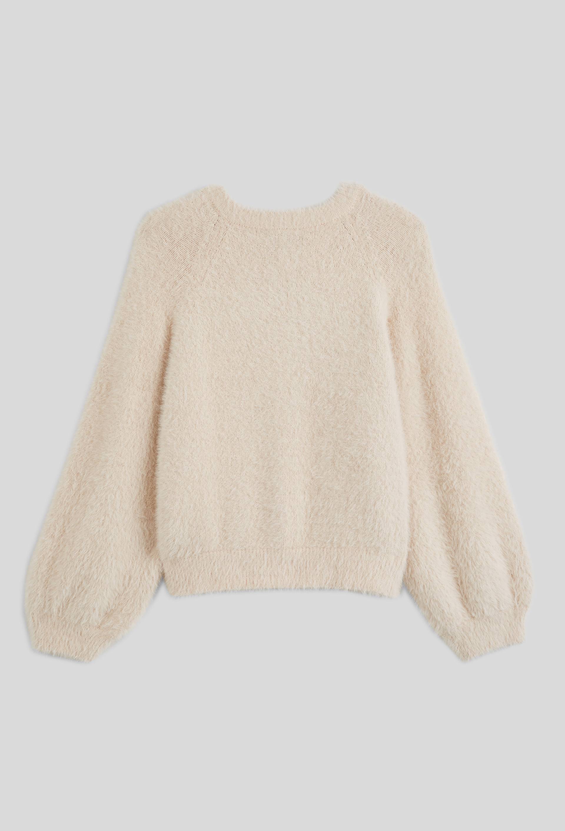 Cardigan uni effet poilu, Ecru, large image number 2