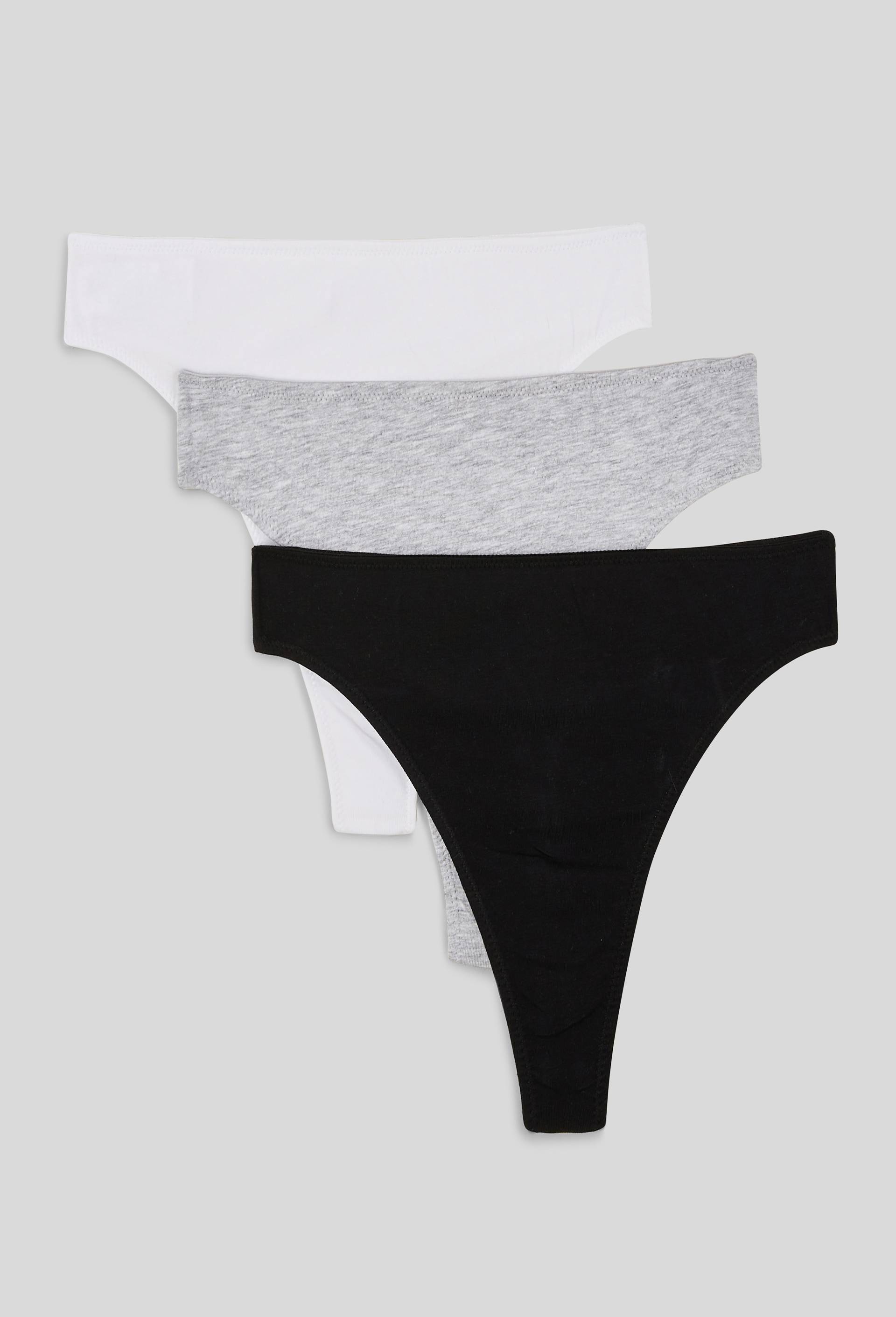 Lot de 3 strings ALIX en coton BIO GOTS, Gris, large image number 0