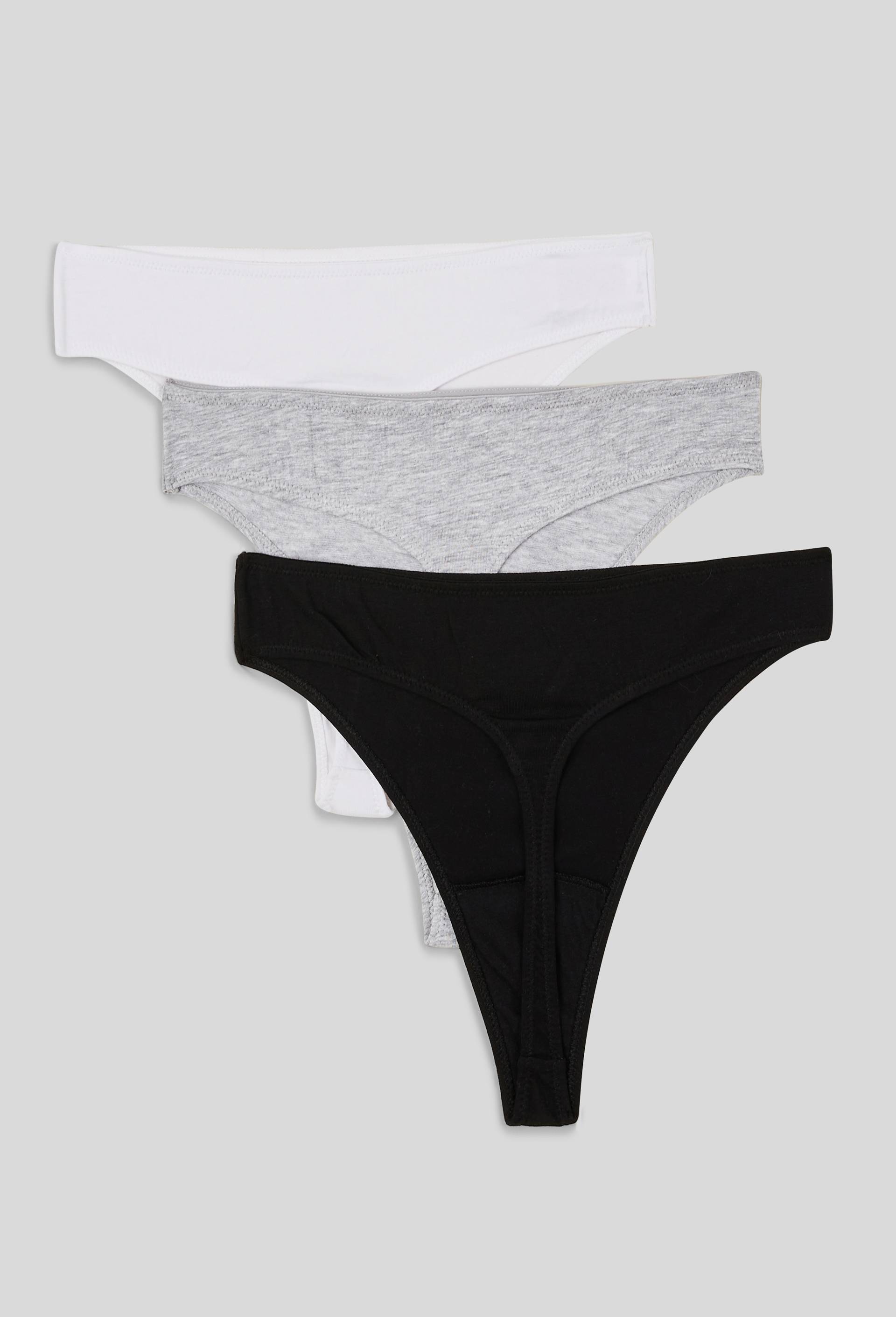 Lot de 3 strings ALIX en coton BIO GOTS, Gris, large image number 1